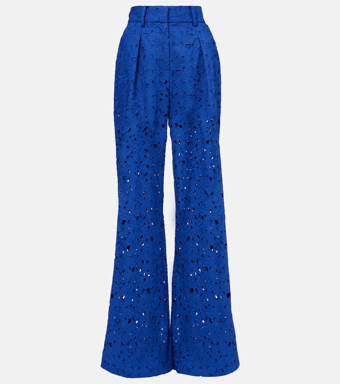 Pantaloni flared Zaffre in sangallo di cotone | Rebecca Vallance