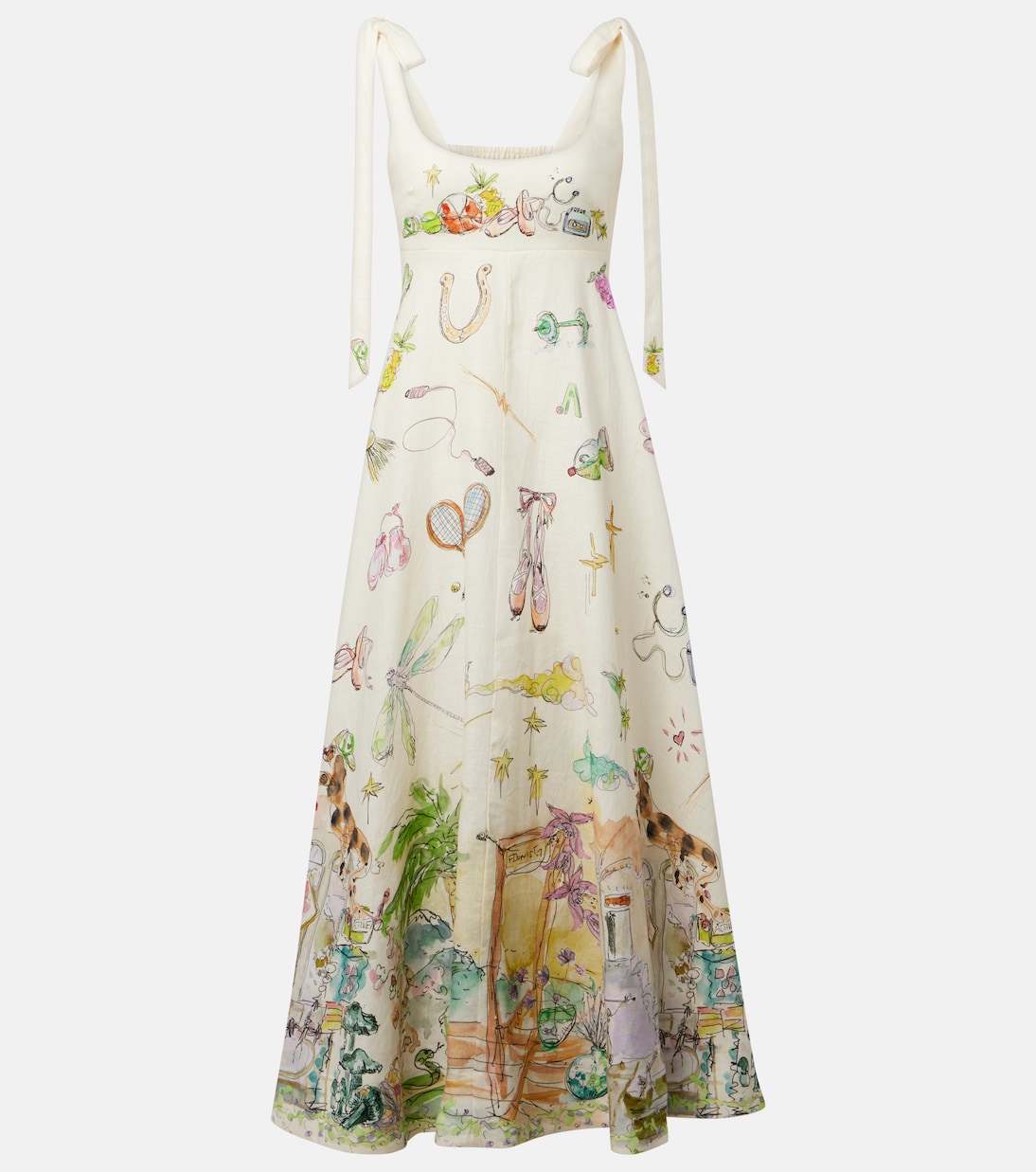 Robe midi Anouk imprimée en lin | Alémais