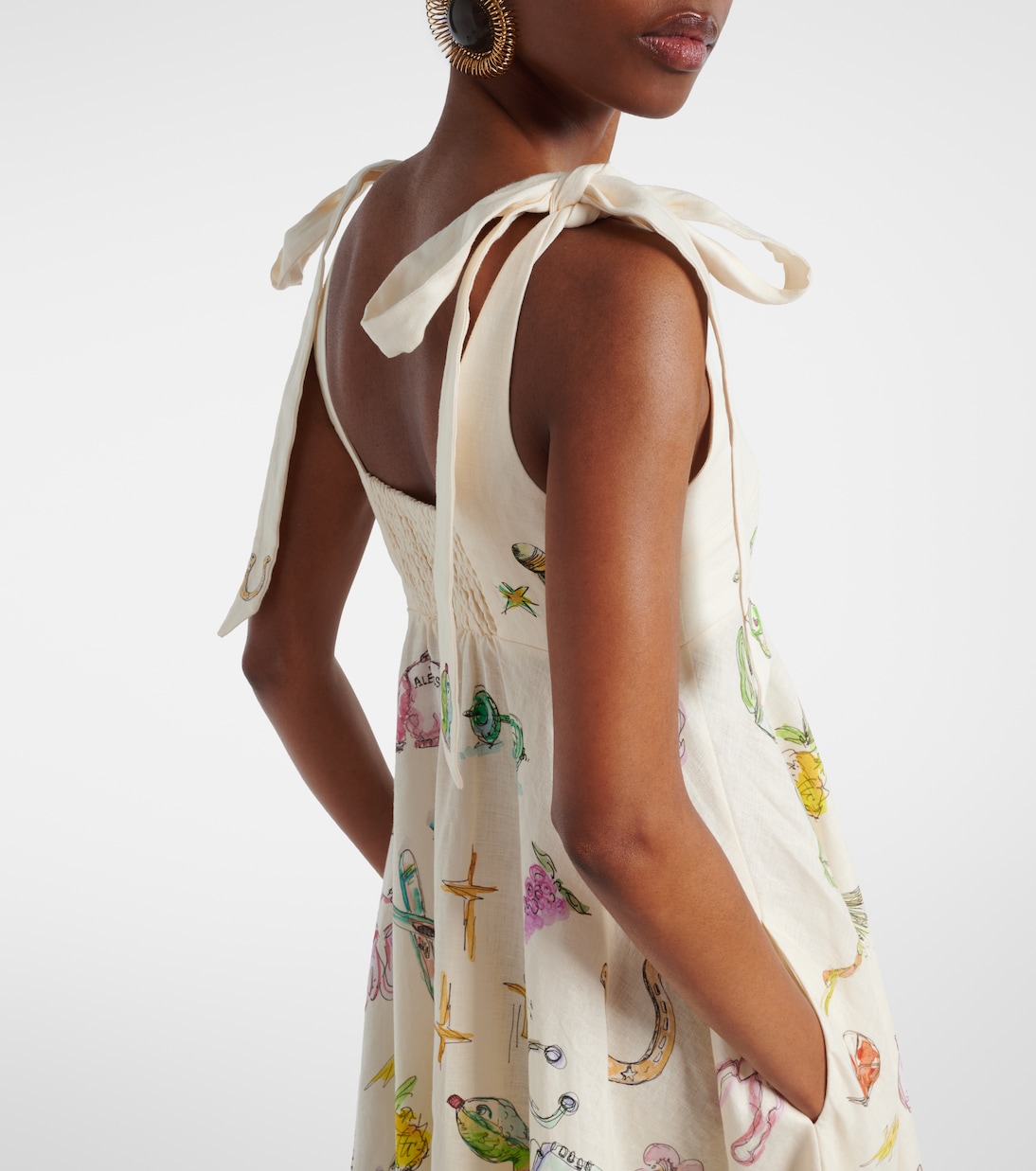Robe midi Anouk imprimée en lin | Alémais