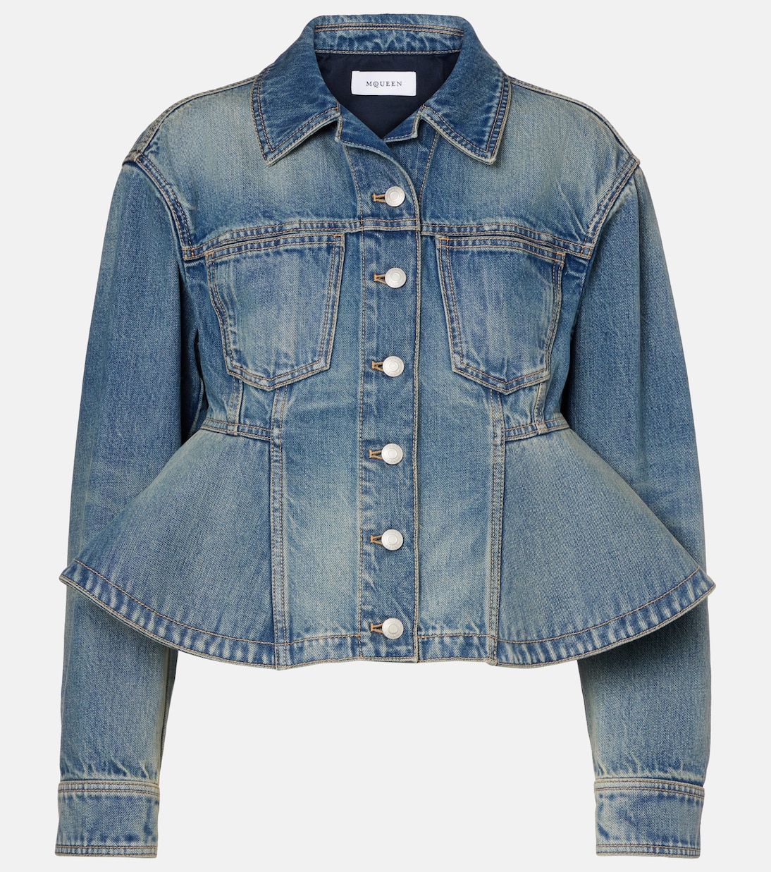 Peplum denim jacket | McQueen