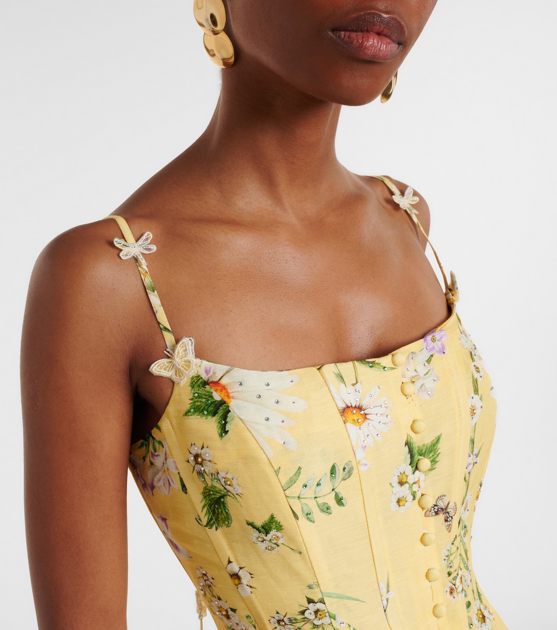 Abito bustier Daisy Chains in lino e seta | Camilla