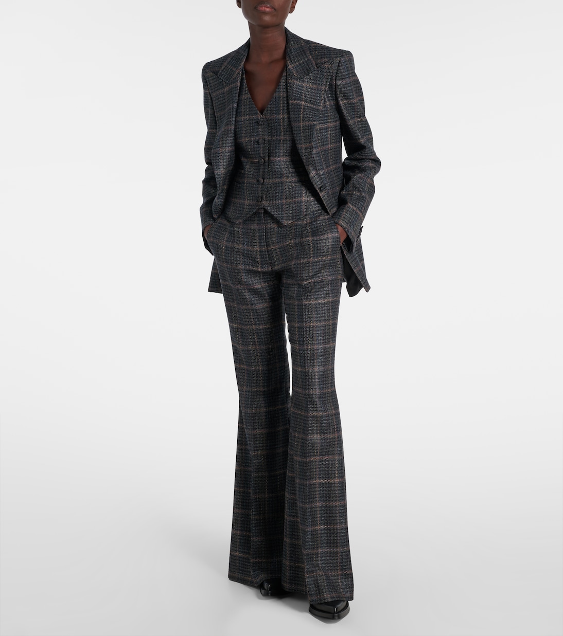 Rhein checked wool and silk flared pants | Gabriela Hearst