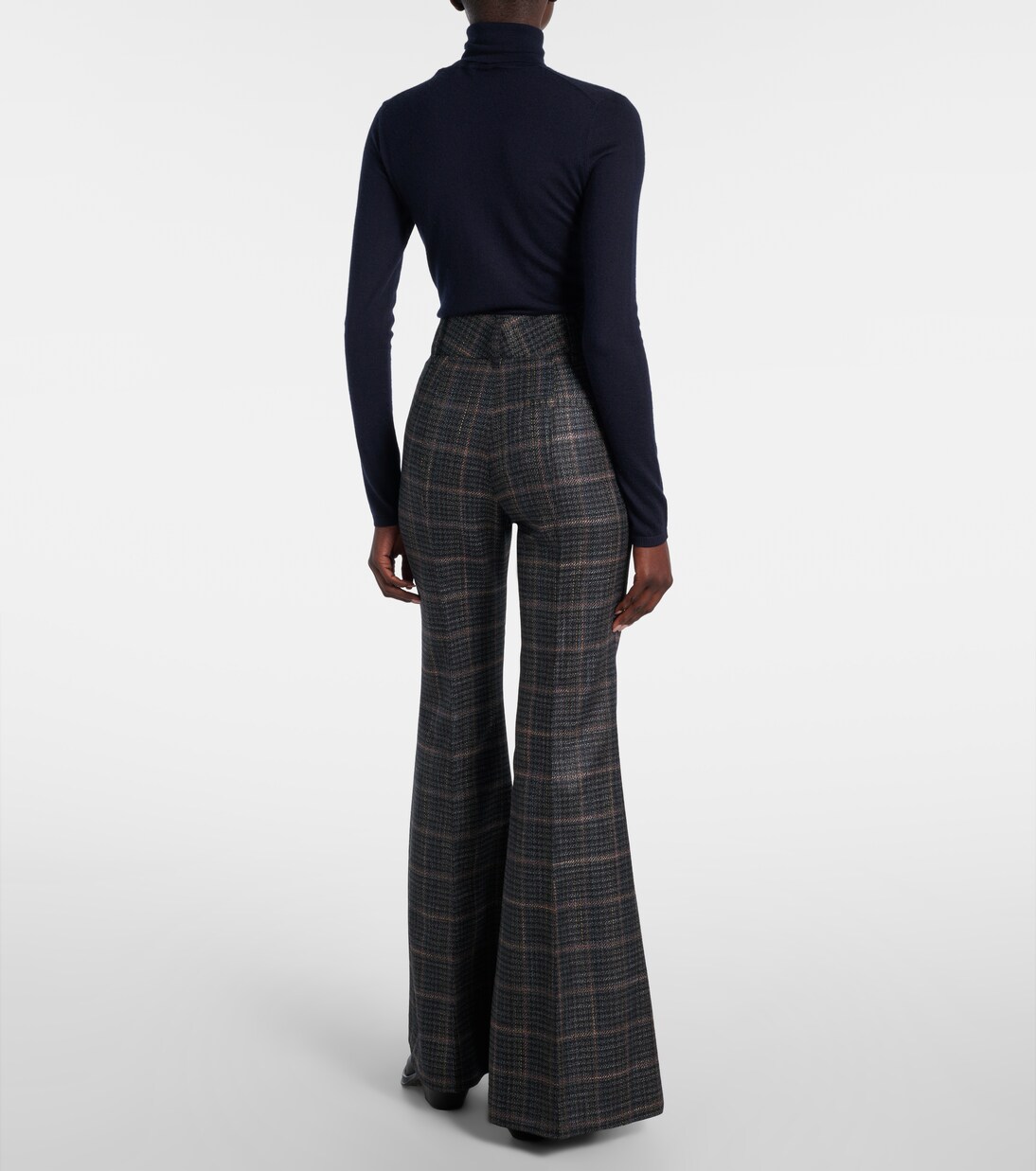 Rhein checked wool and silk flared pants | Gabriela Hearst