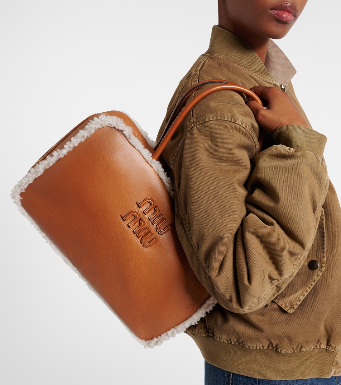 Beau Large leather tote bag | Miu Miu