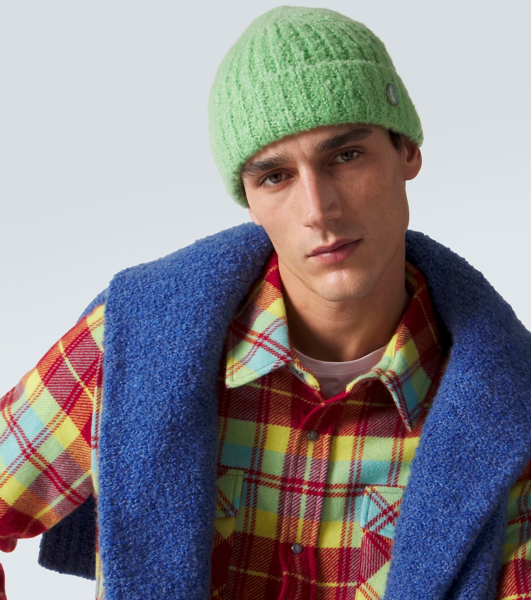 Bouclé cashmere beanie with emerald | God's True Cashmere