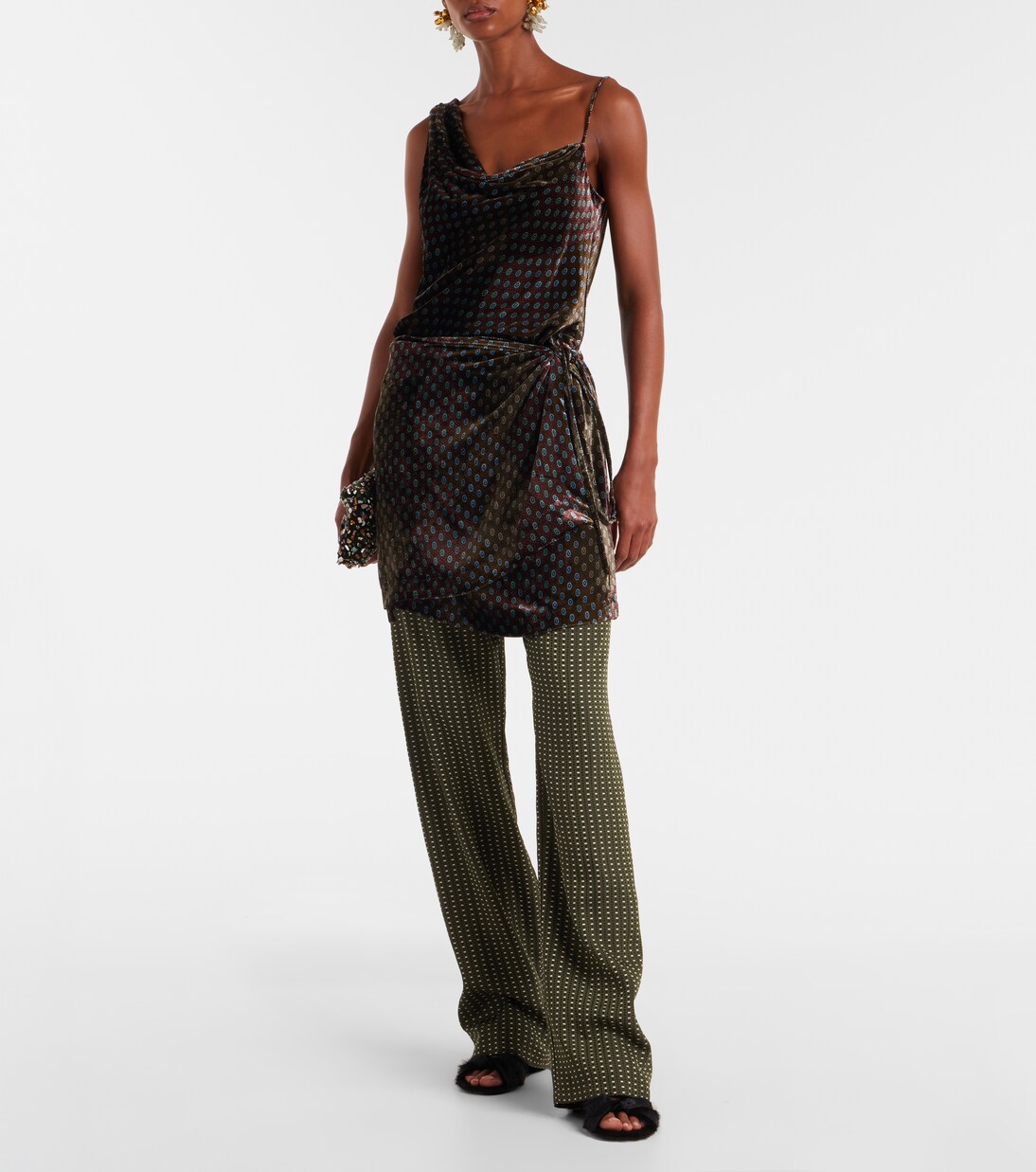 Draped printed wide-leg pants | Dries Van Noten