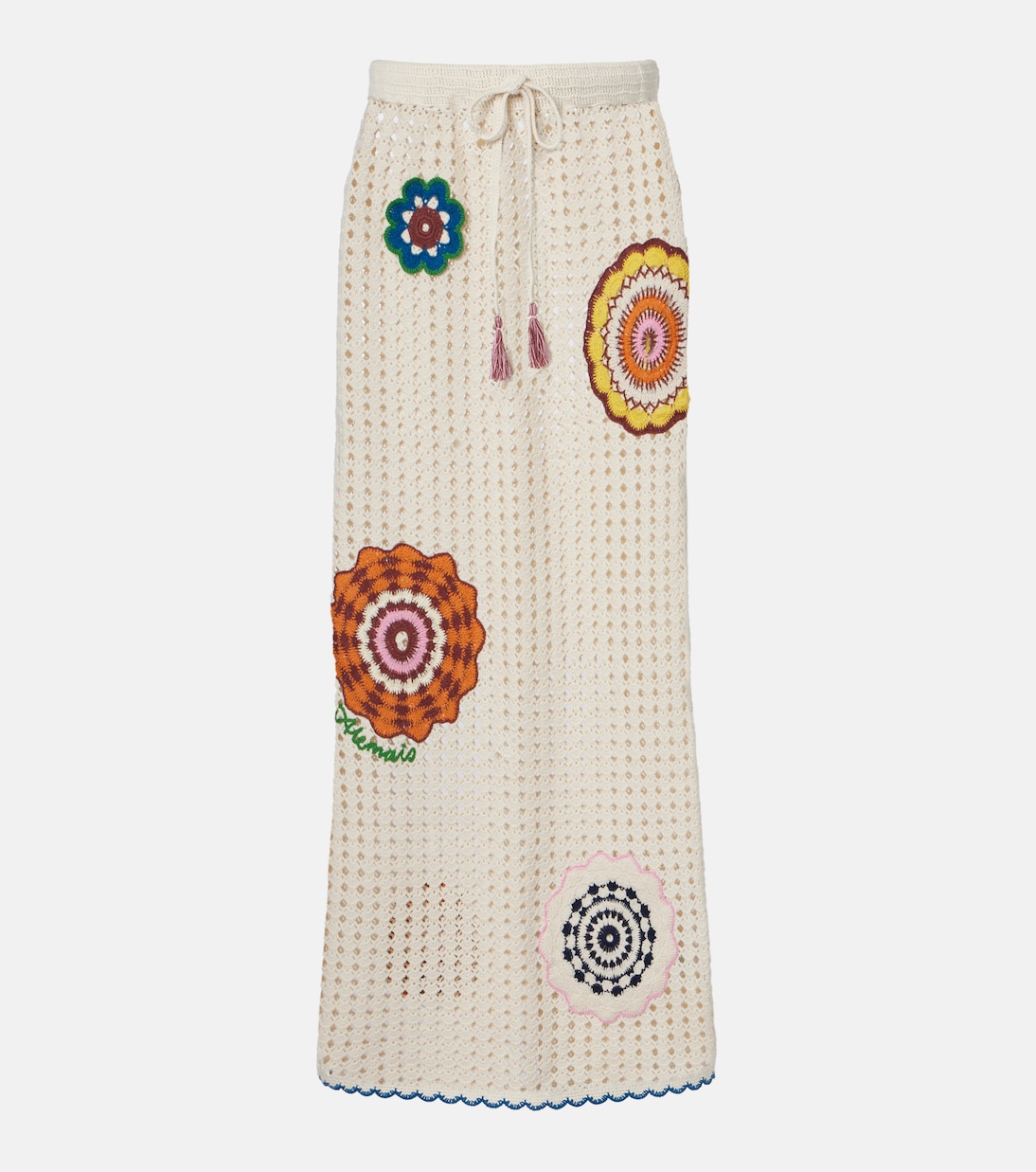 Elma crochet embroidered cotton maxi skirt | Alémais