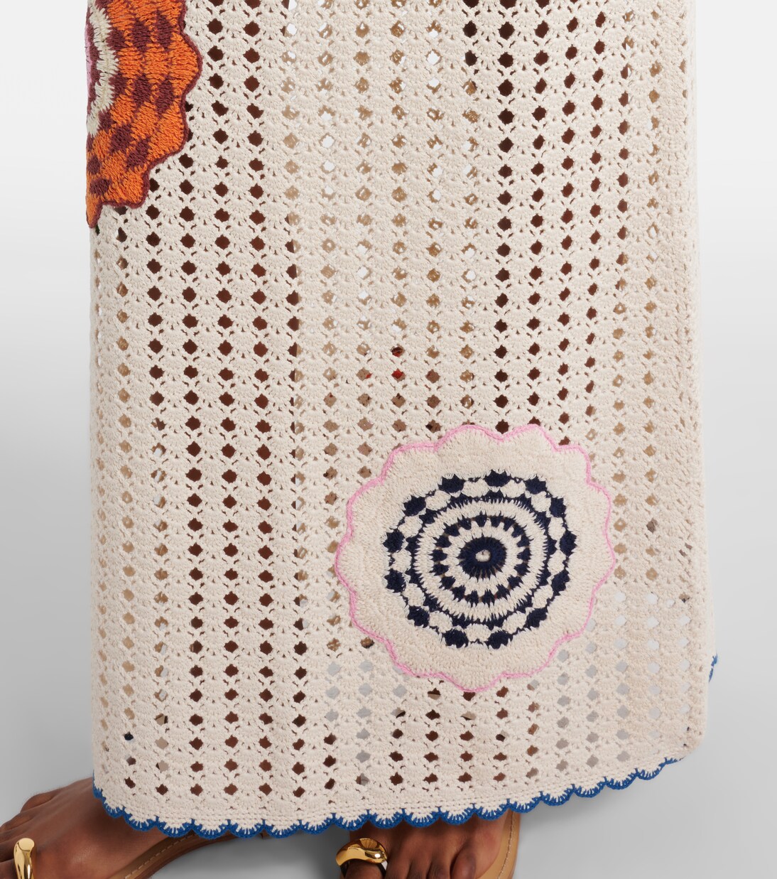 Elma crochet embroidered cotton maxi skirt | Alémais