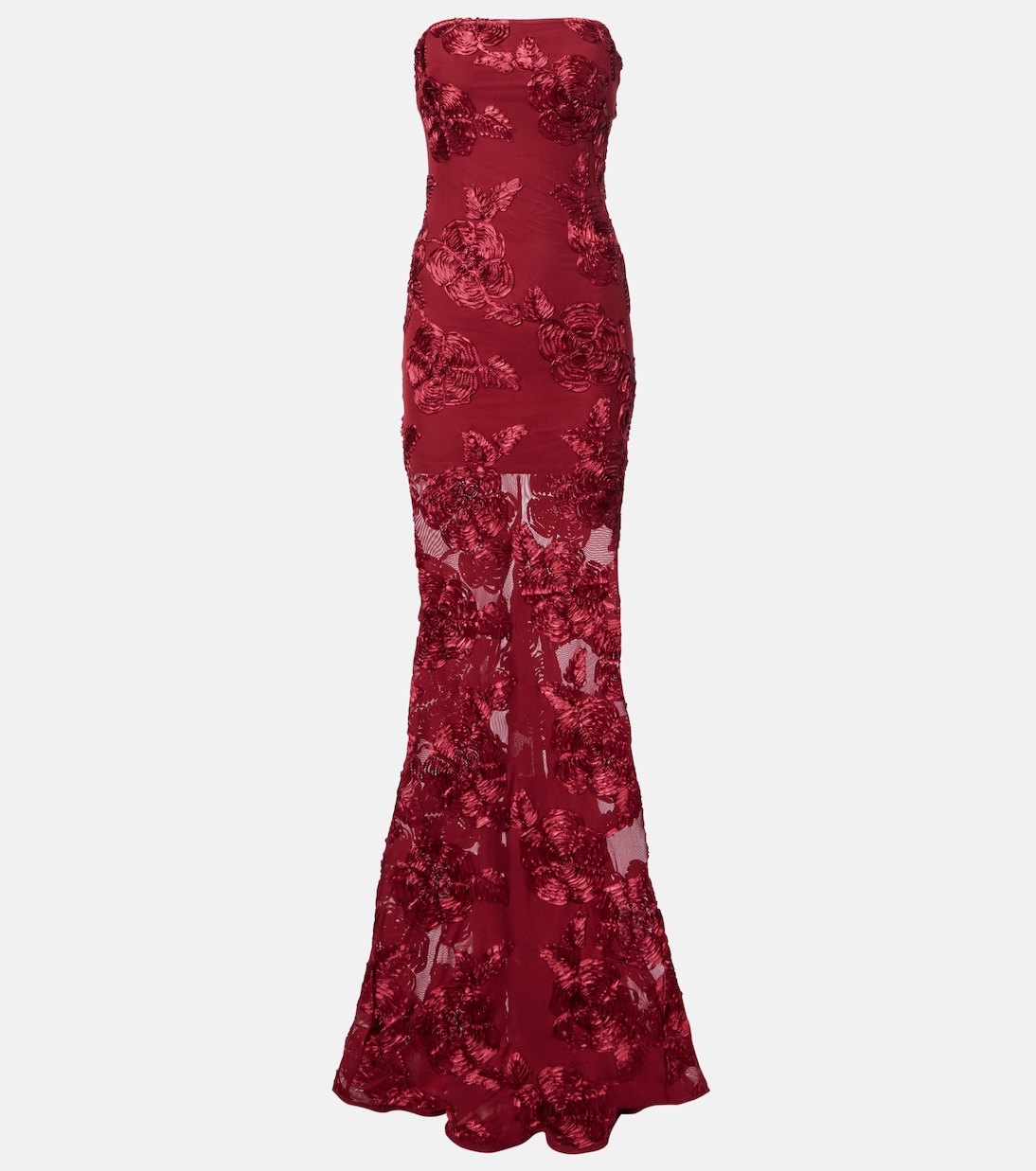 Floral-appliqué mesh gown | Rotate