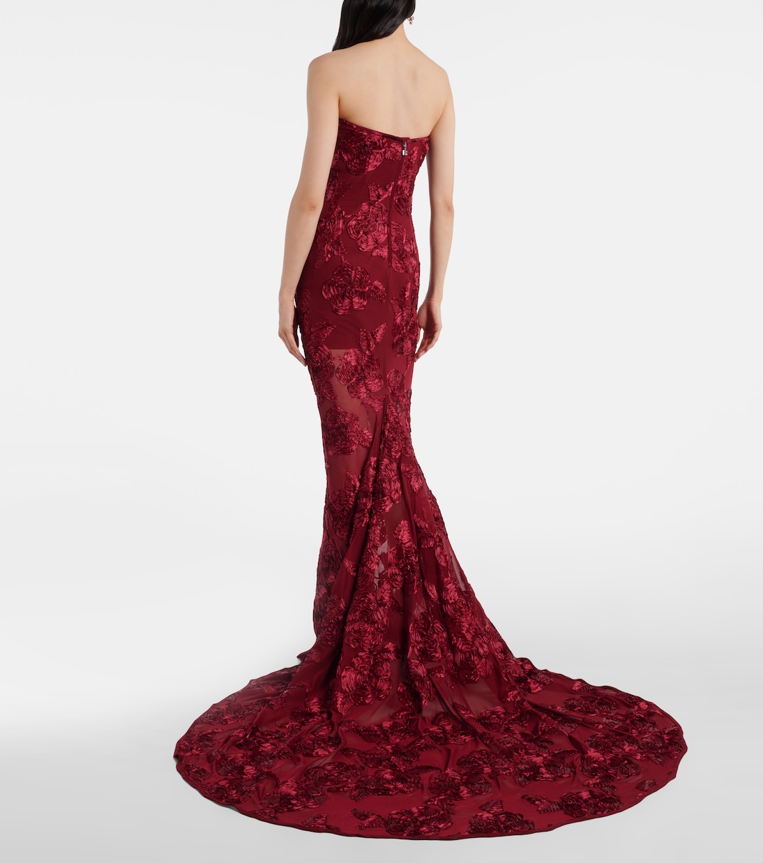 Floral-appliqué mesh gown | Rotate
