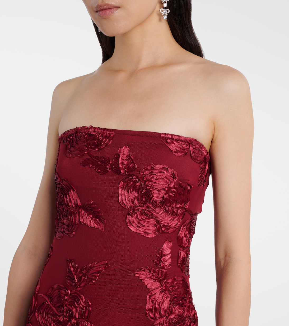 Floral-appliqué mesh gown | Rotate