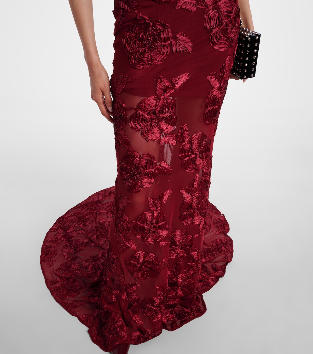 Floral-appliqué mesh gown | Rotate