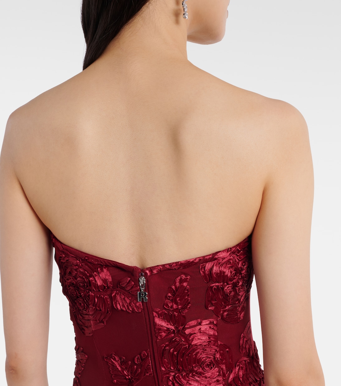 Floral-appliqué mesh gown | Rotate