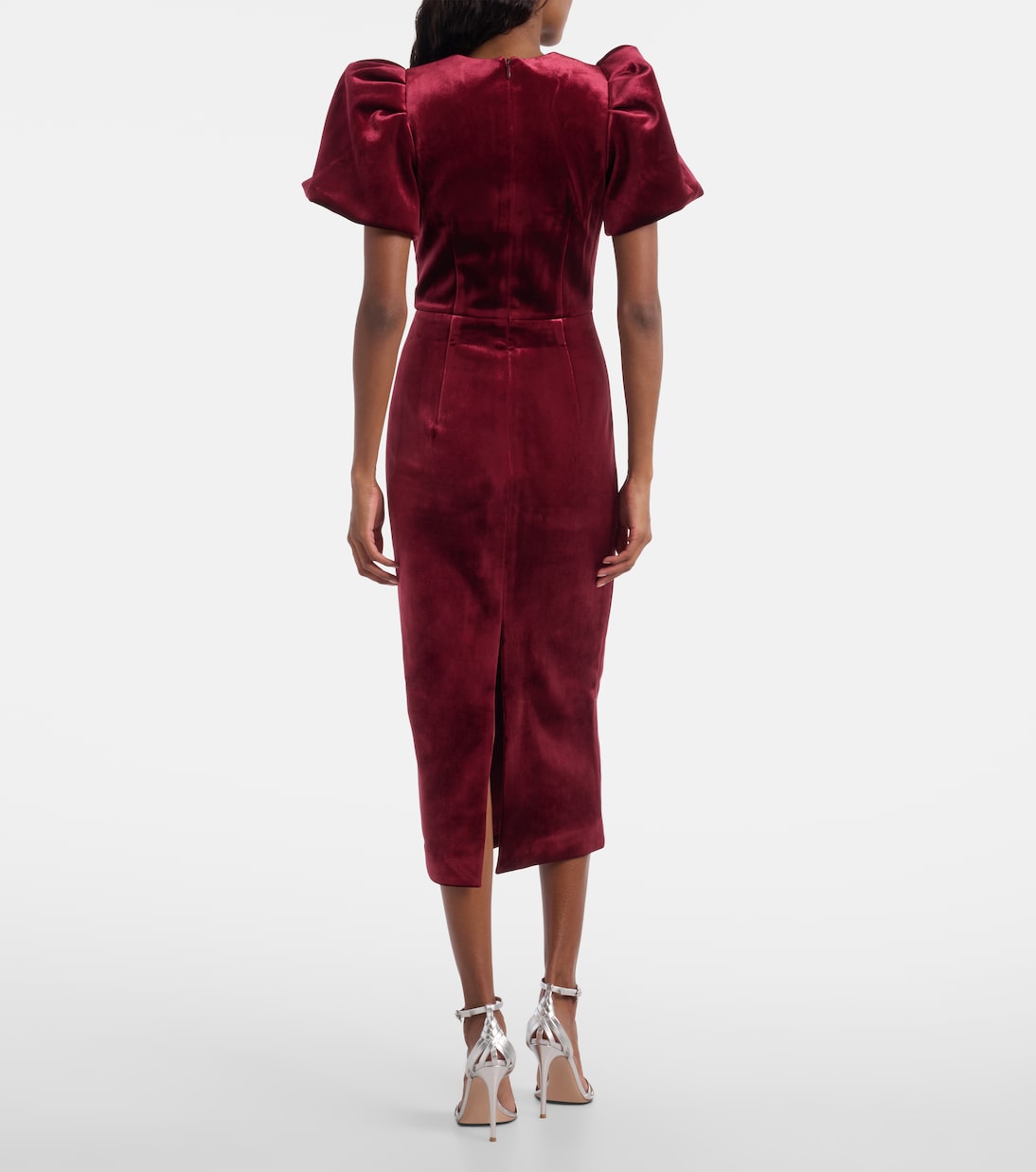 Vestido midi Edwiena de terciopelo adornado | Rebecca Vallance