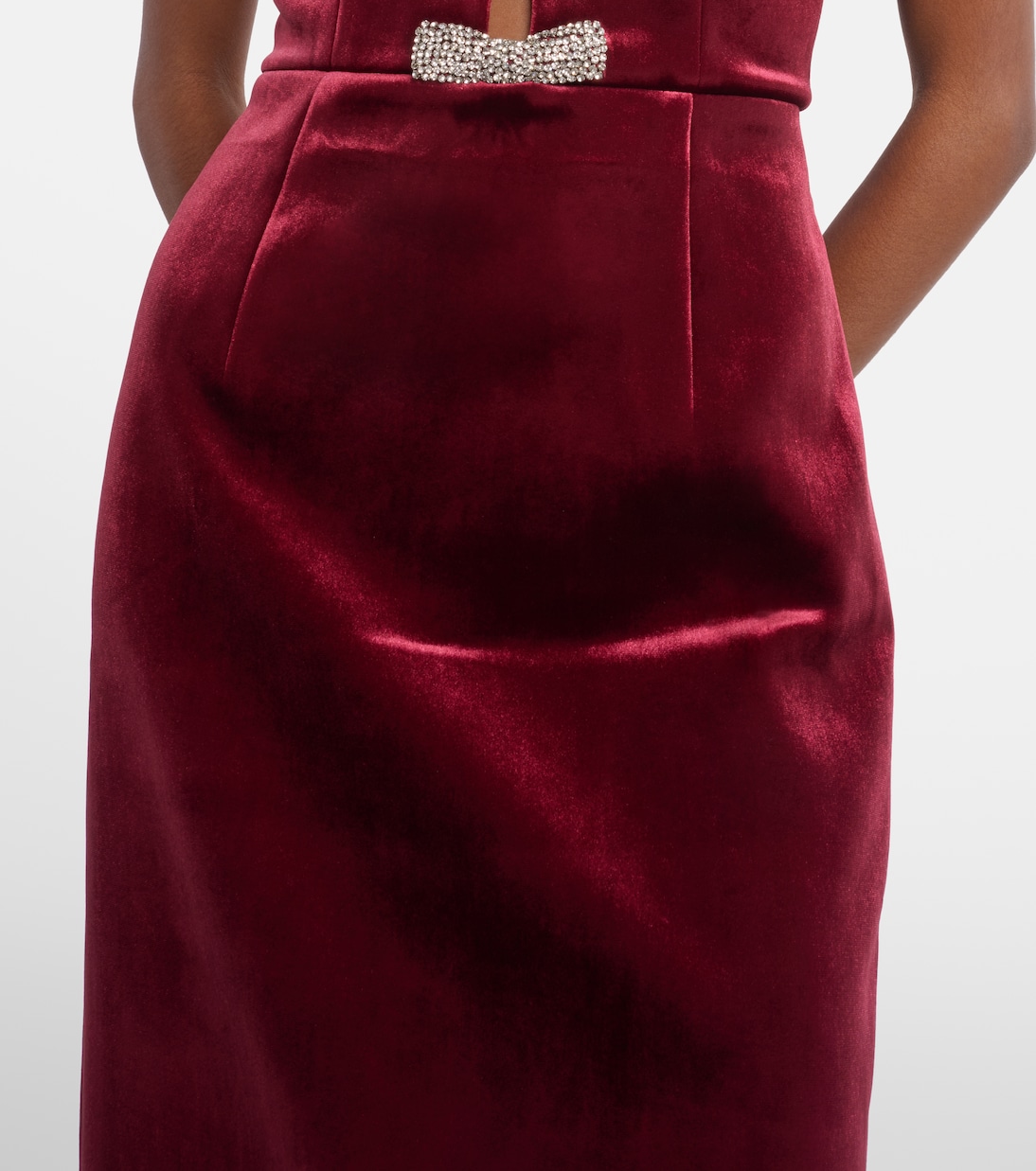 Vestido midi Edwiena de terciopelo adornado | Rebecca Vallance