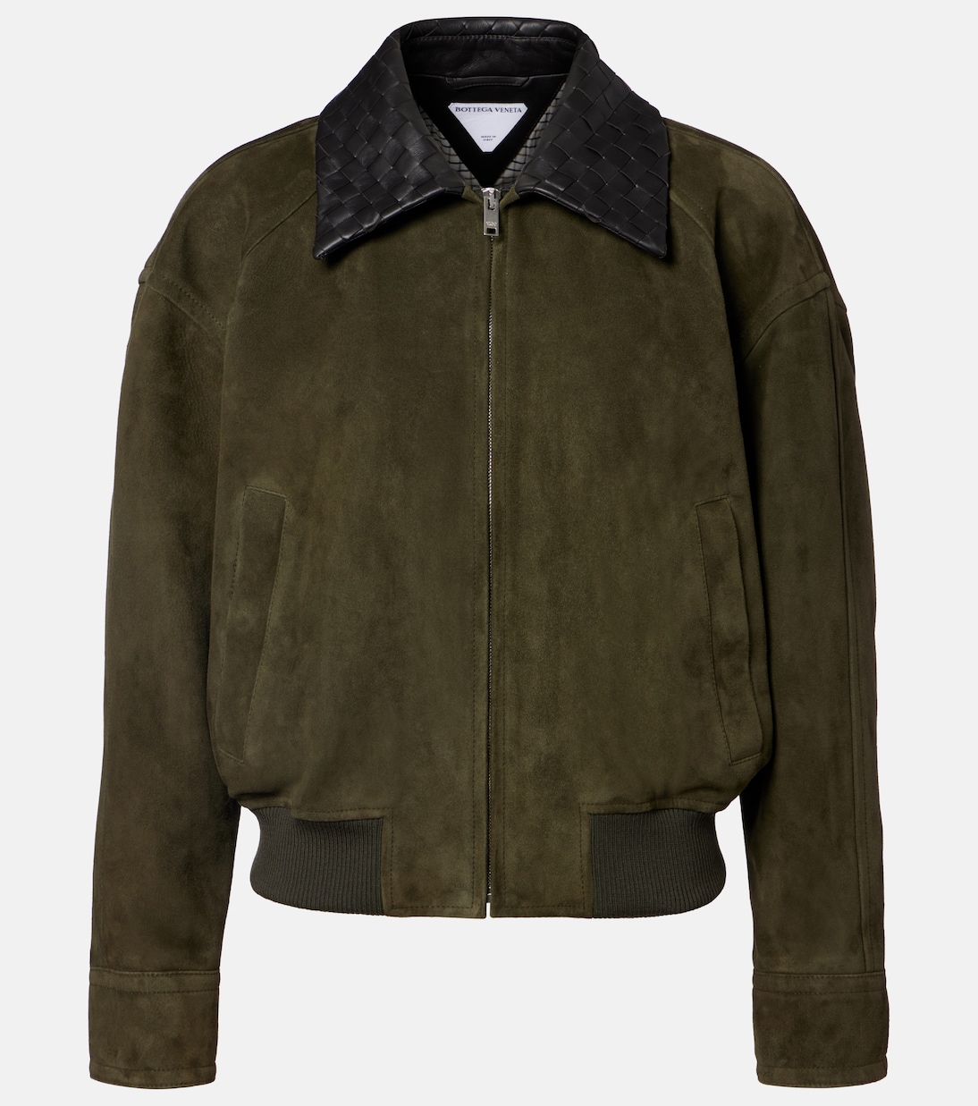 Leather-trimmed suede blouson jacket | Bottega Veneta