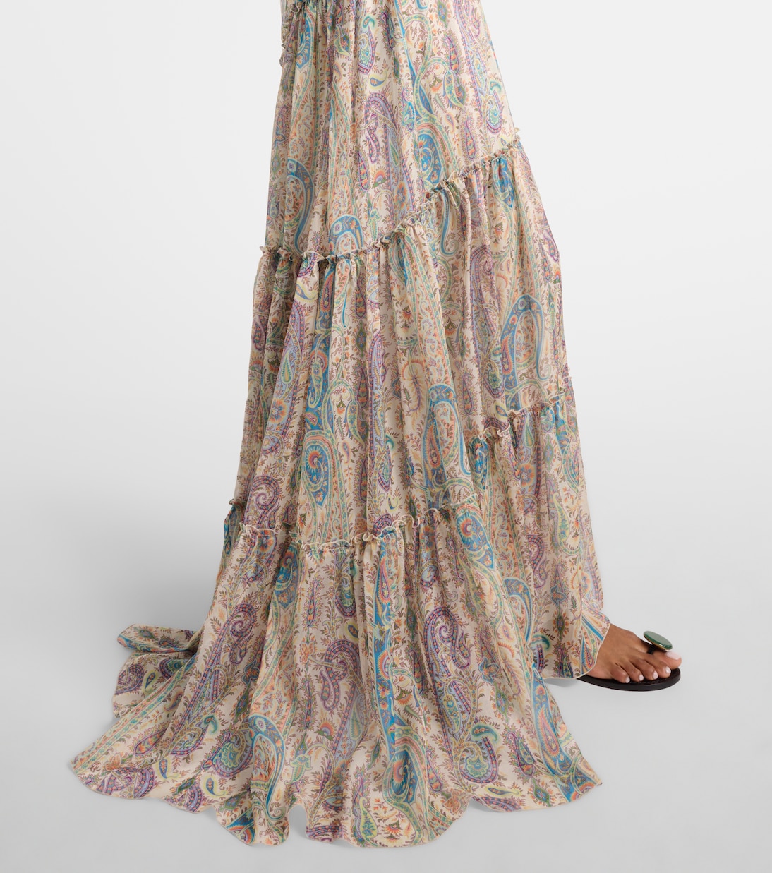 Lace-trimmed silk georgette slip dress | Etro
