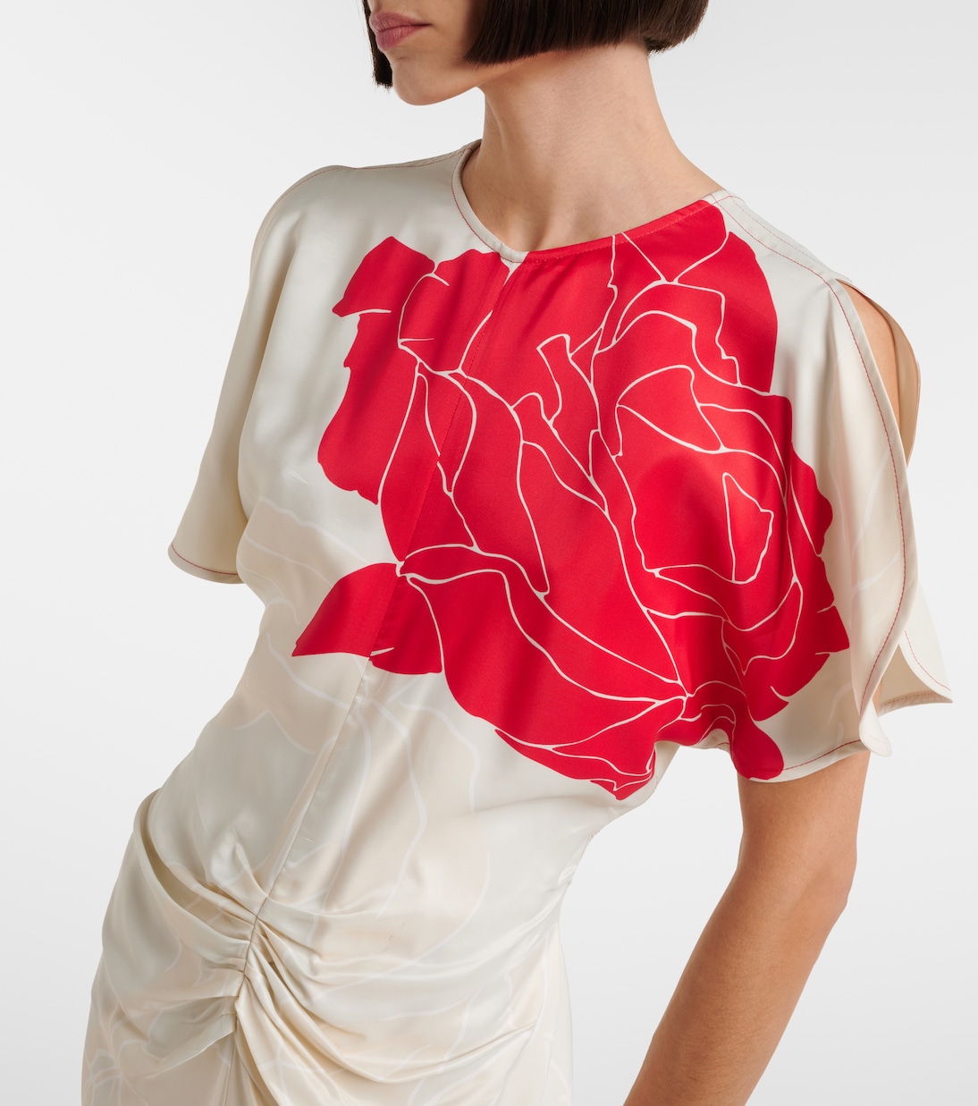Gathered floral midi dress | Victoria Beckham
