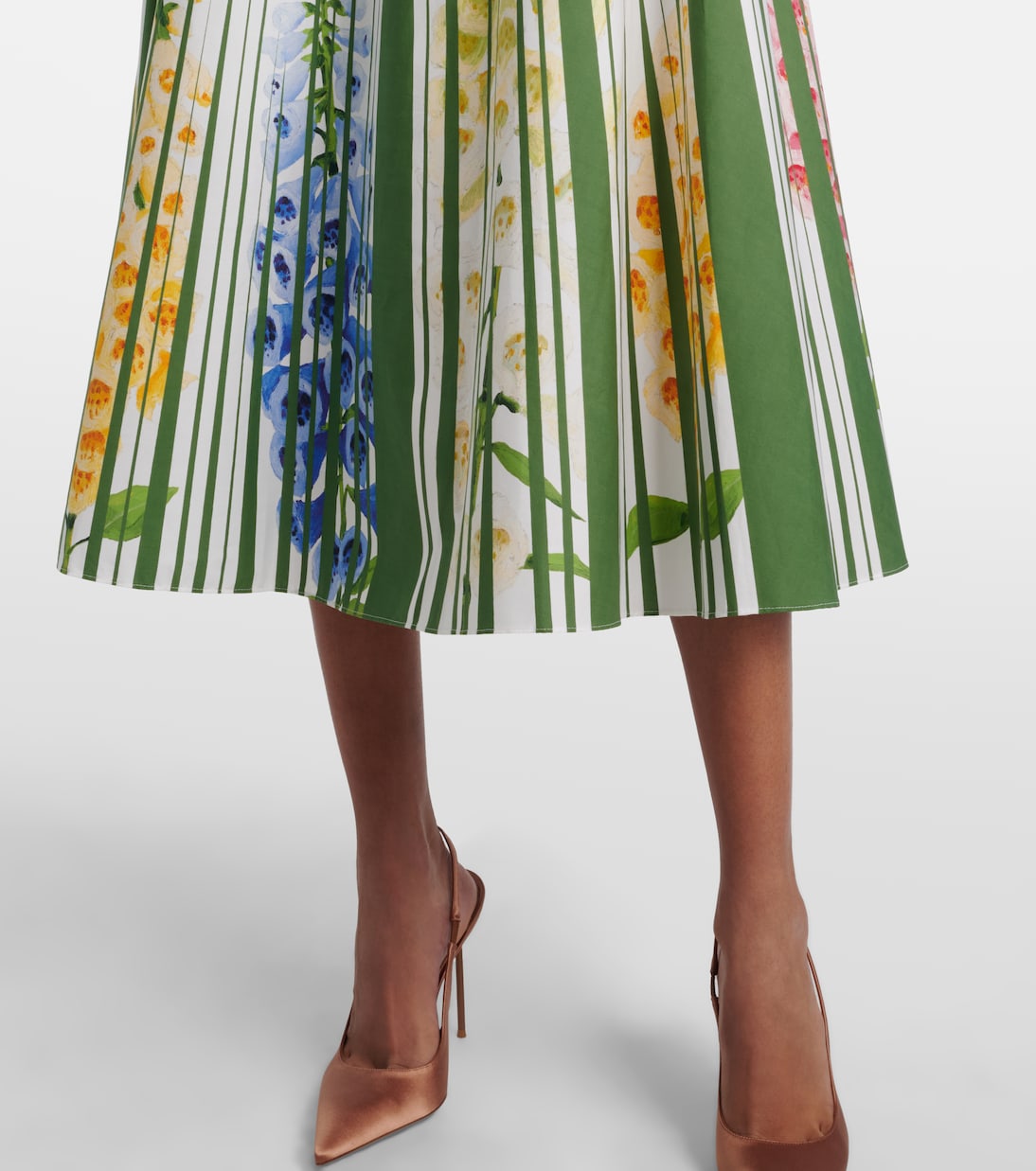 Floral cotton-blend poplin midi skirt | Oscar de la Renta