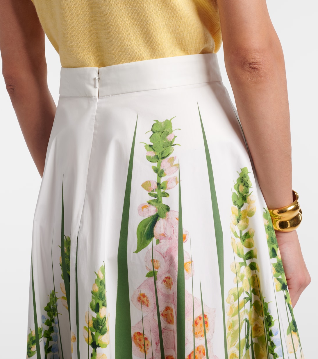 Floral cotton-blend poplin midi skirt | Oscar de la Renta