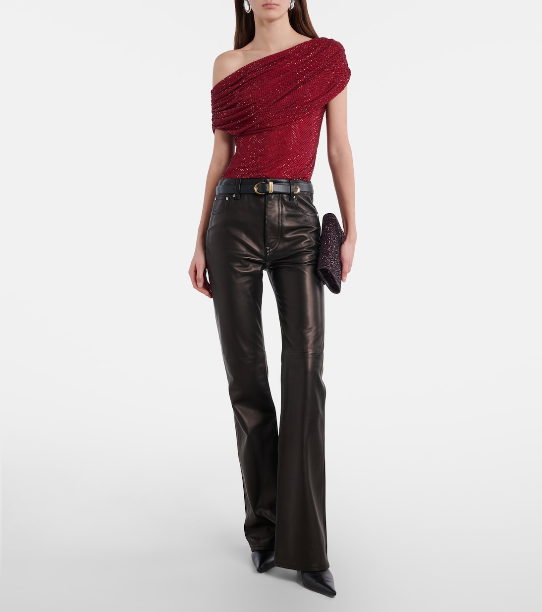 Draped embellished mesh top | Self-Portrait