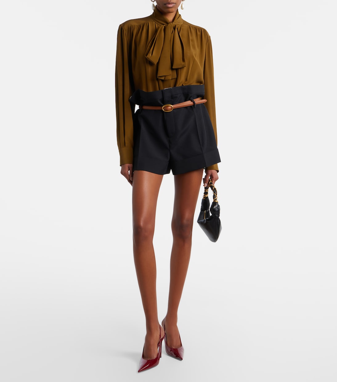 Belted mohair and wool shorts | Saint Laurent