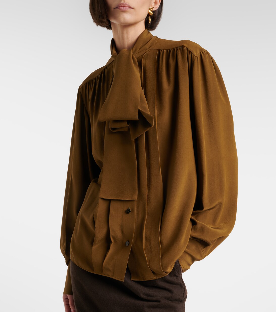 Tie-neck silk crêpe de chine blouse | Saint Laurent