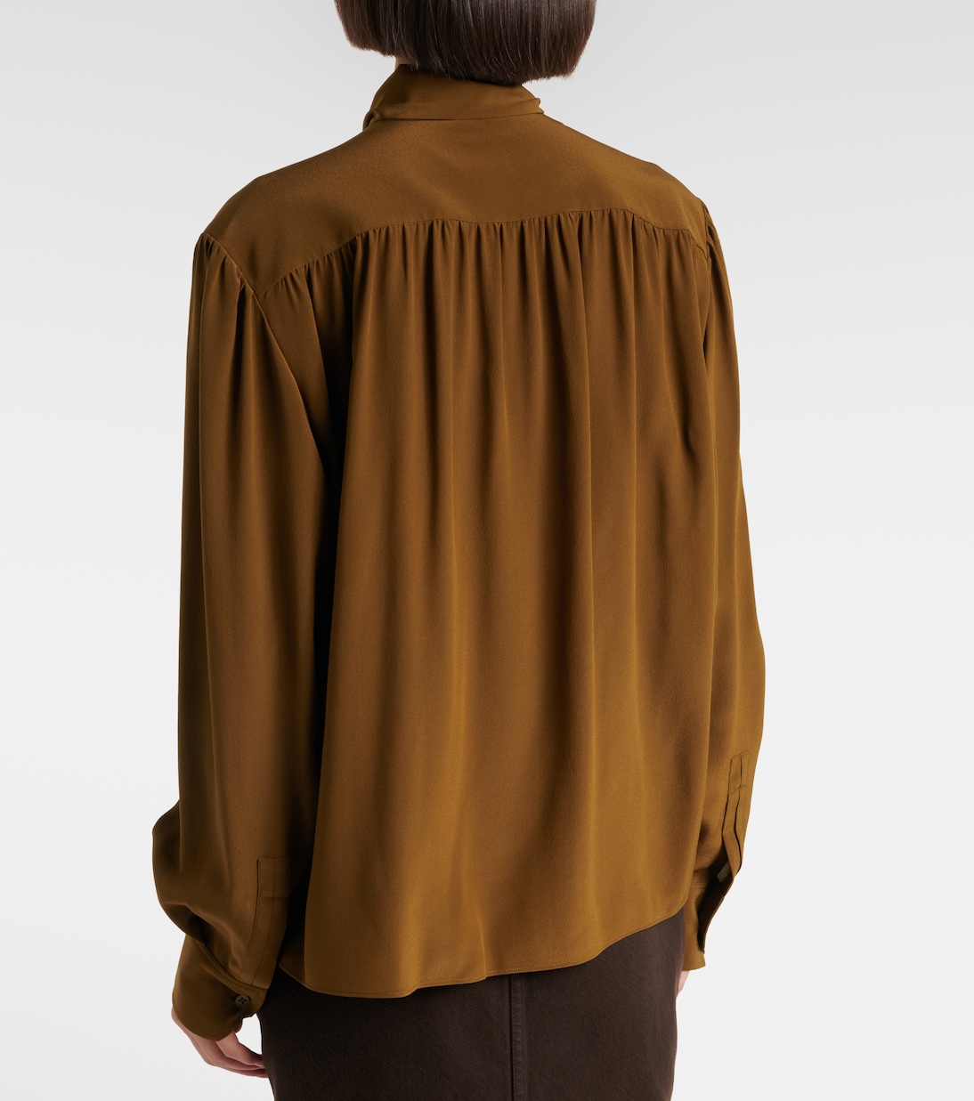 Tie-neck silk crêpe de chine blouse | Saint Laurent