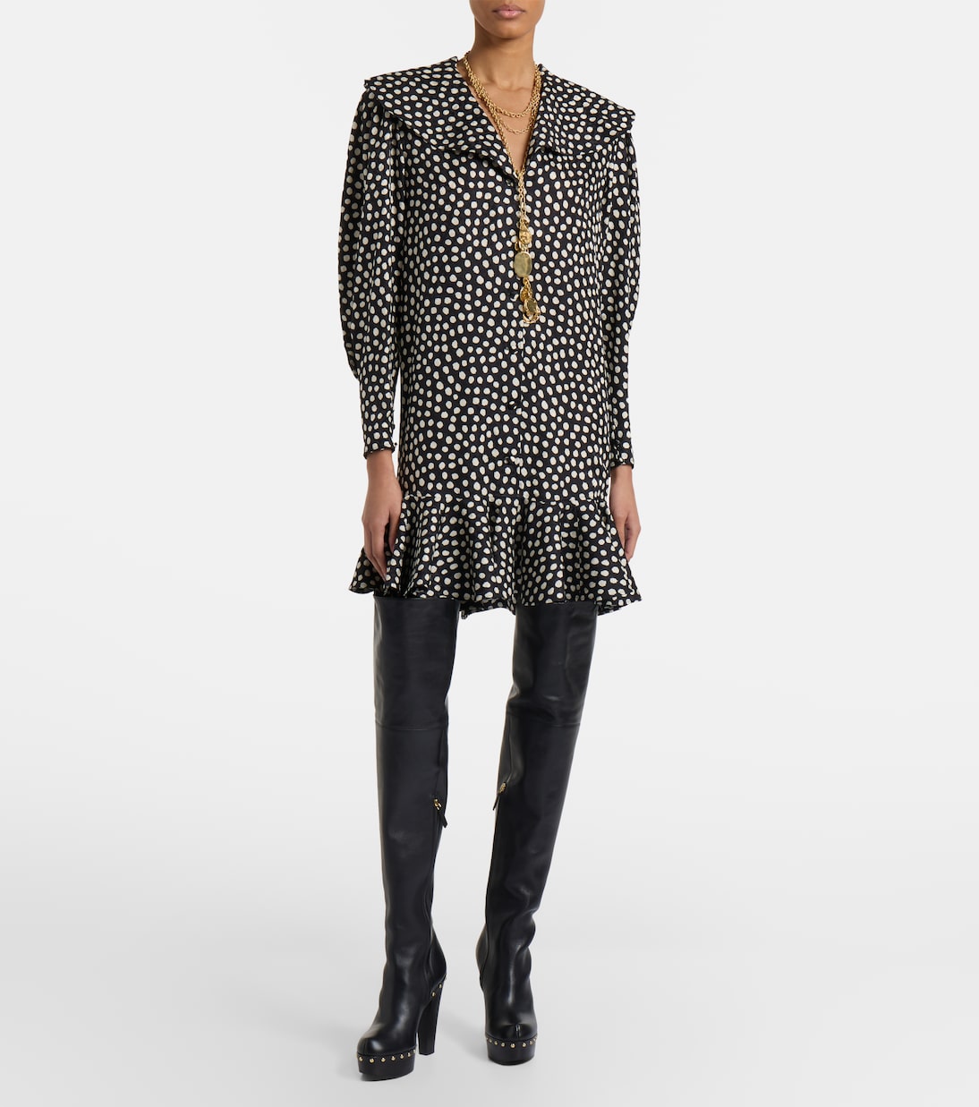 Vestido corto de jacquard de seda con lunares | Chloé