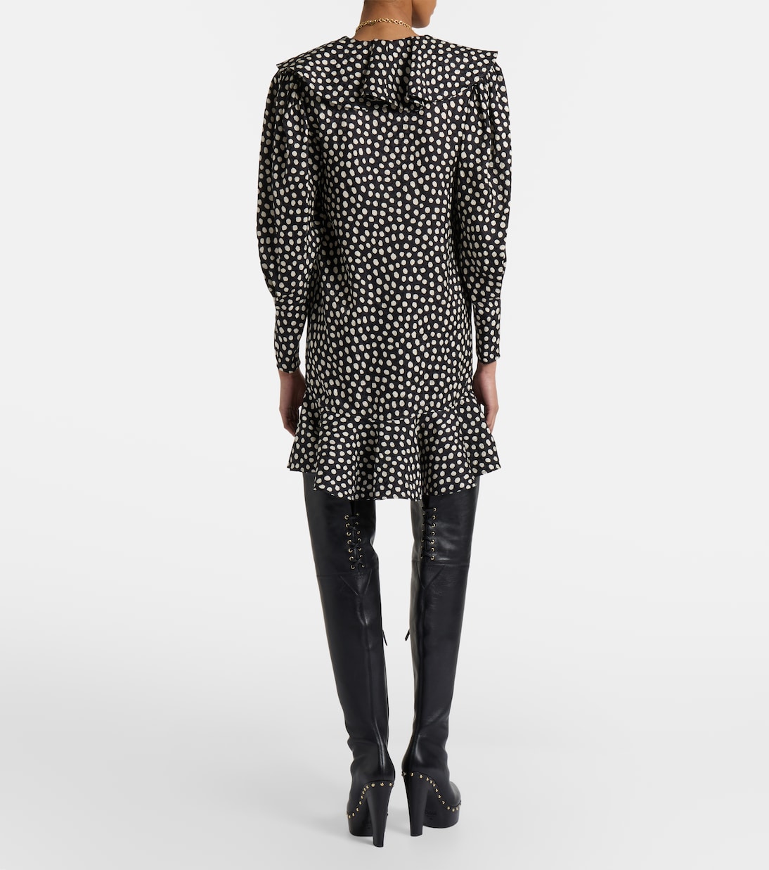 Vestido corto de jacquard de seda con lunares | Chloé