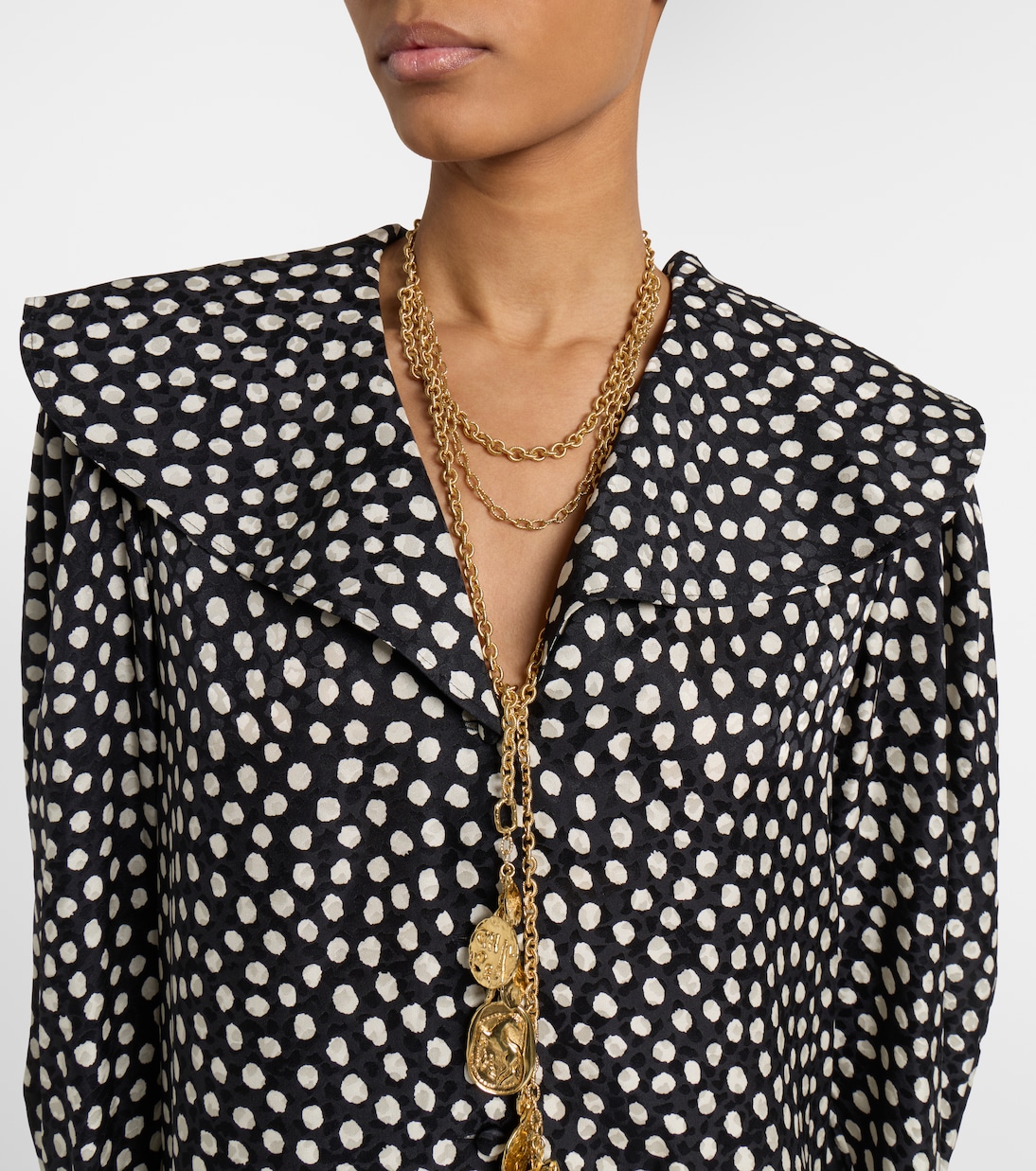 Vestido corto de jacquard de seda con lunares | Chloé