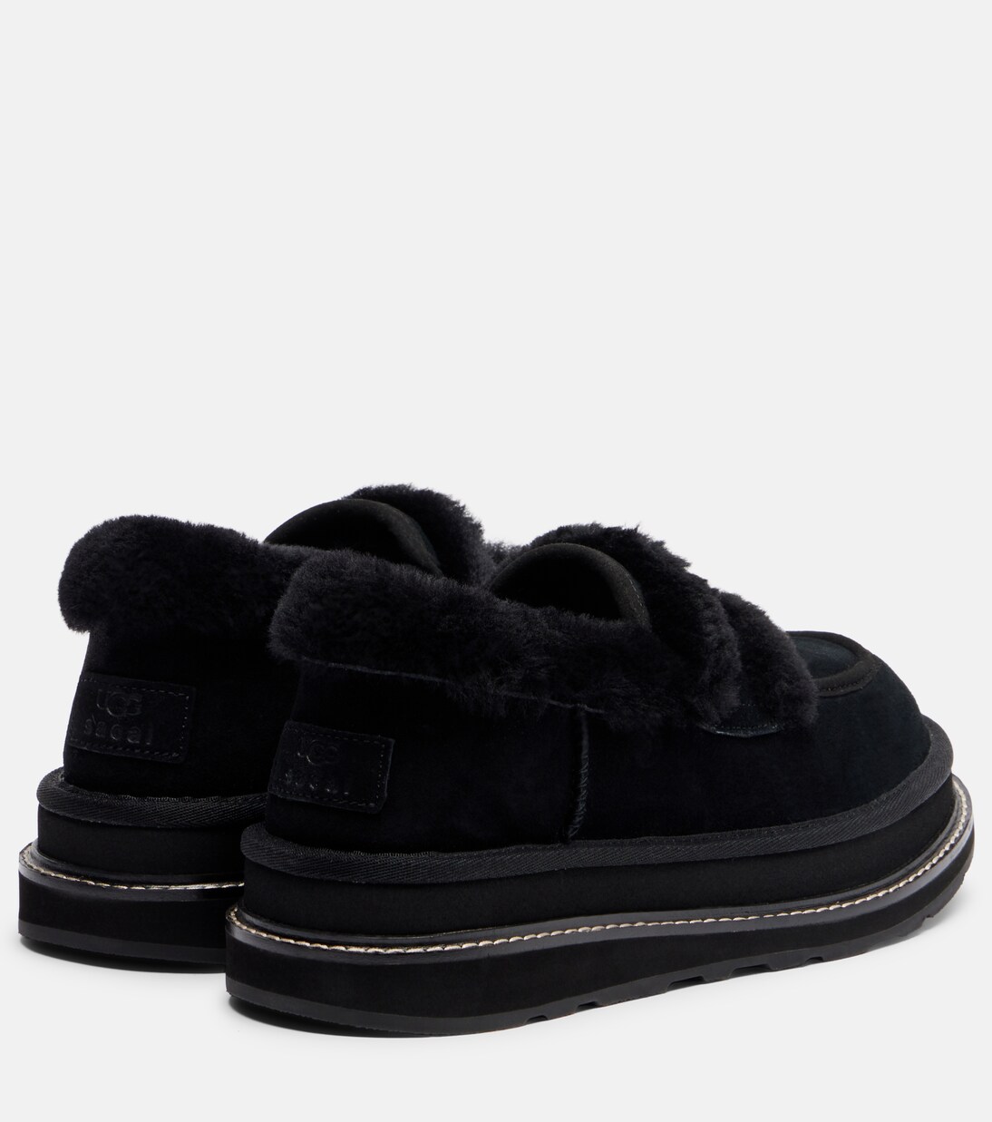 x UGG suede and shearling penny loafers | Sacai