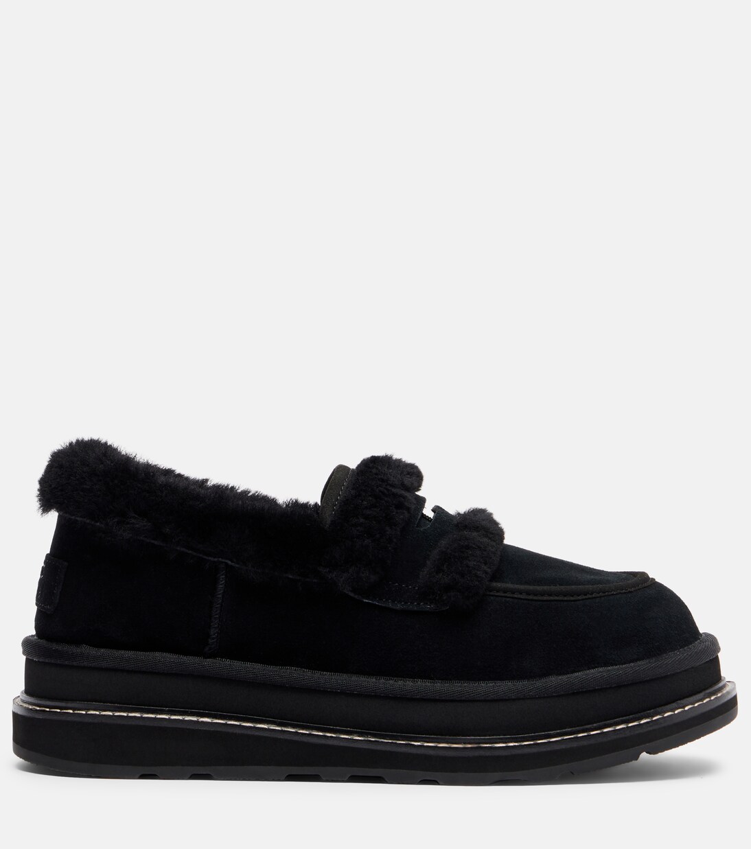 x UGG suede and shearling penny loafers | Sacai