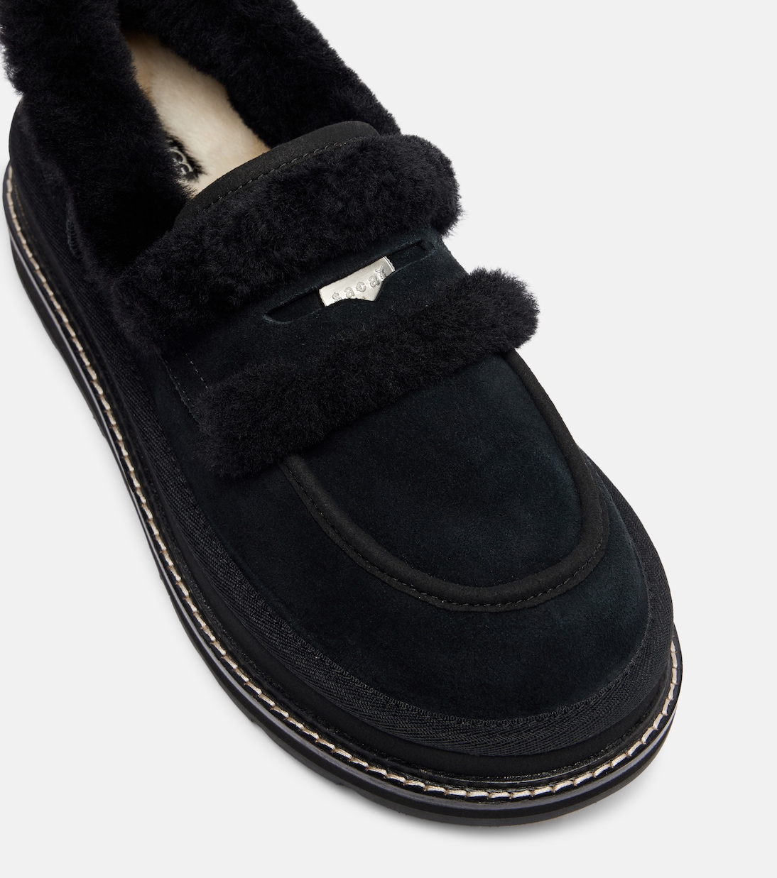 x UGG suede and shearling penny loafers | Sacai