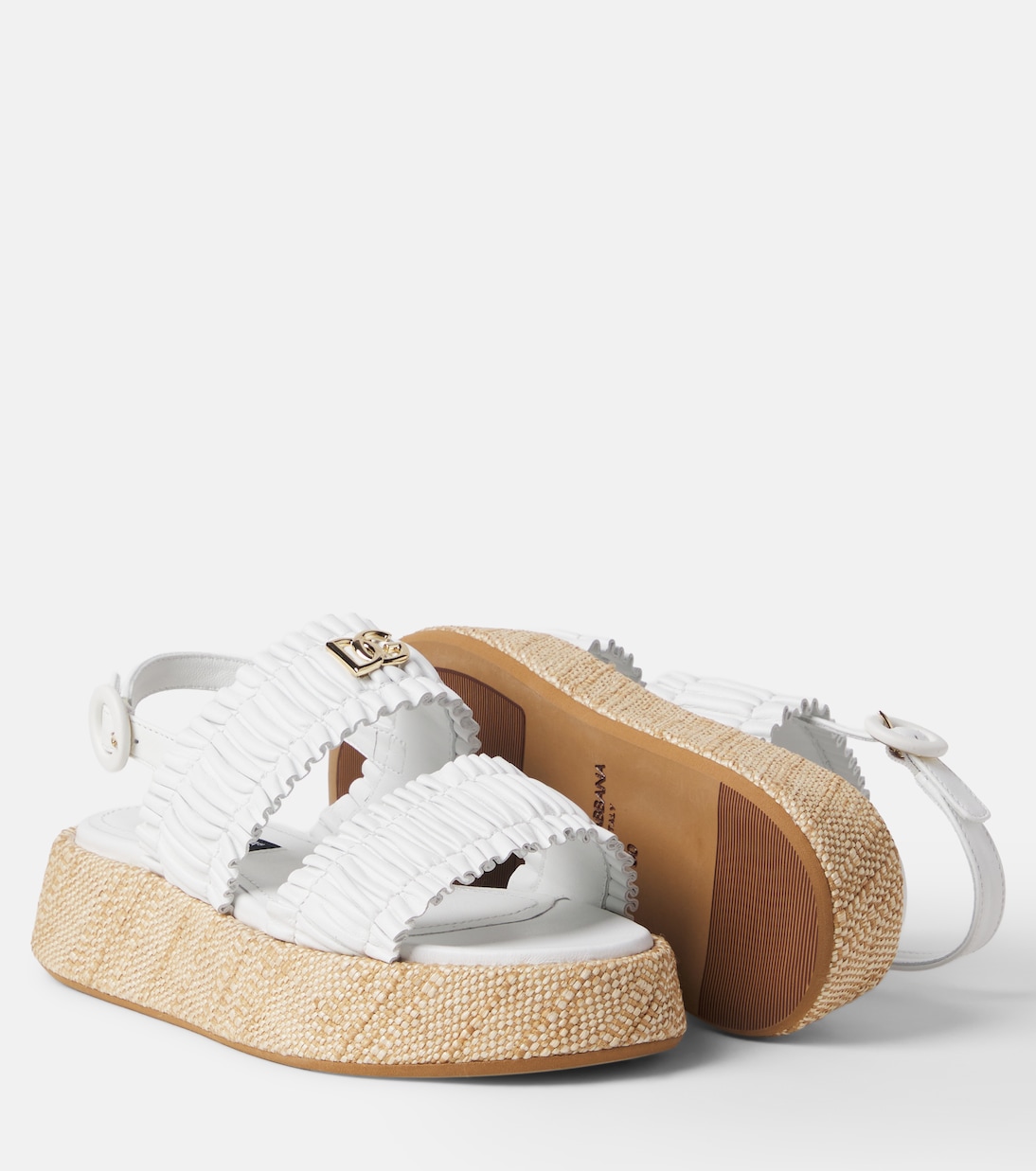 DG ruched leather sandals | Dolce&Gabbana Kids