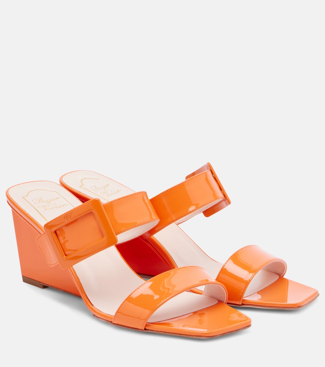 Belle Vivier 60 patent leather wedge mules | Roger Vivier