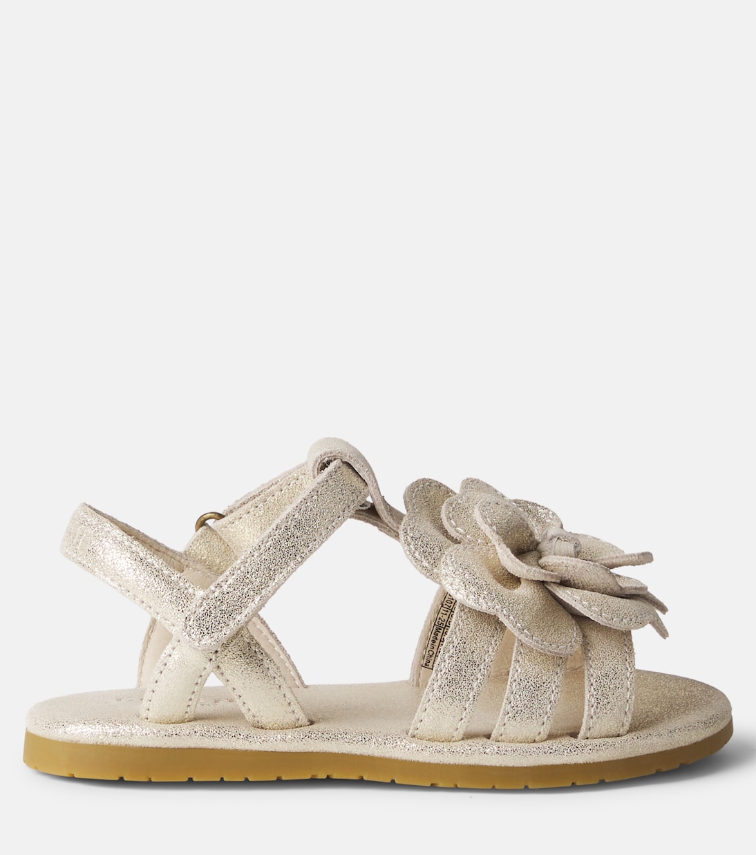 Iles floral-appliqué metallic leather sandals | Donsje