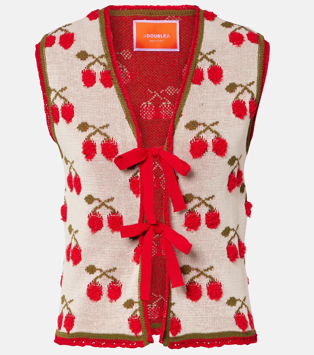 Cherry cotton-blend intarsia vest | La DoubleJ