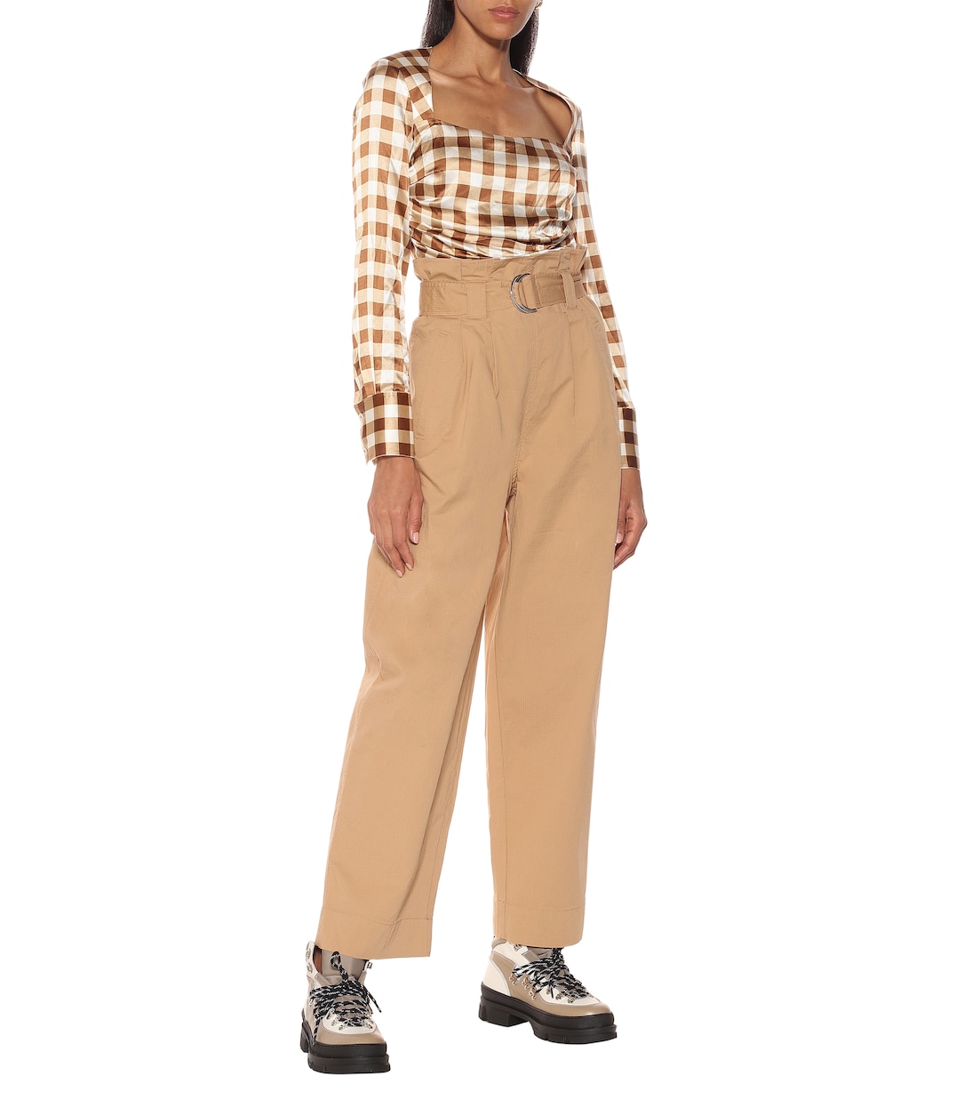 Pantalon ample paper bag en coton | Ganni