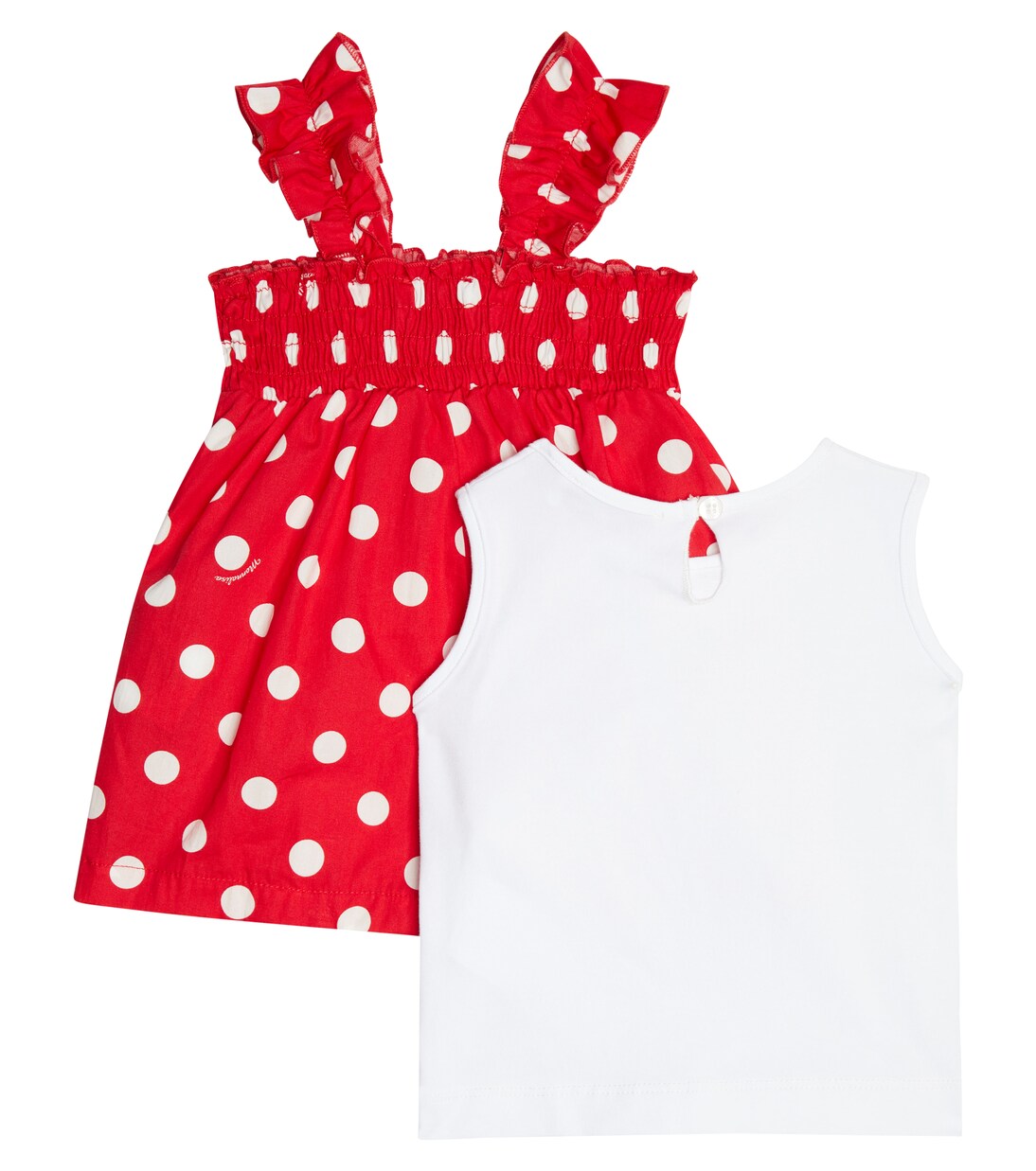 Baby polka-dot playsuit and tank top set | Monnalisa