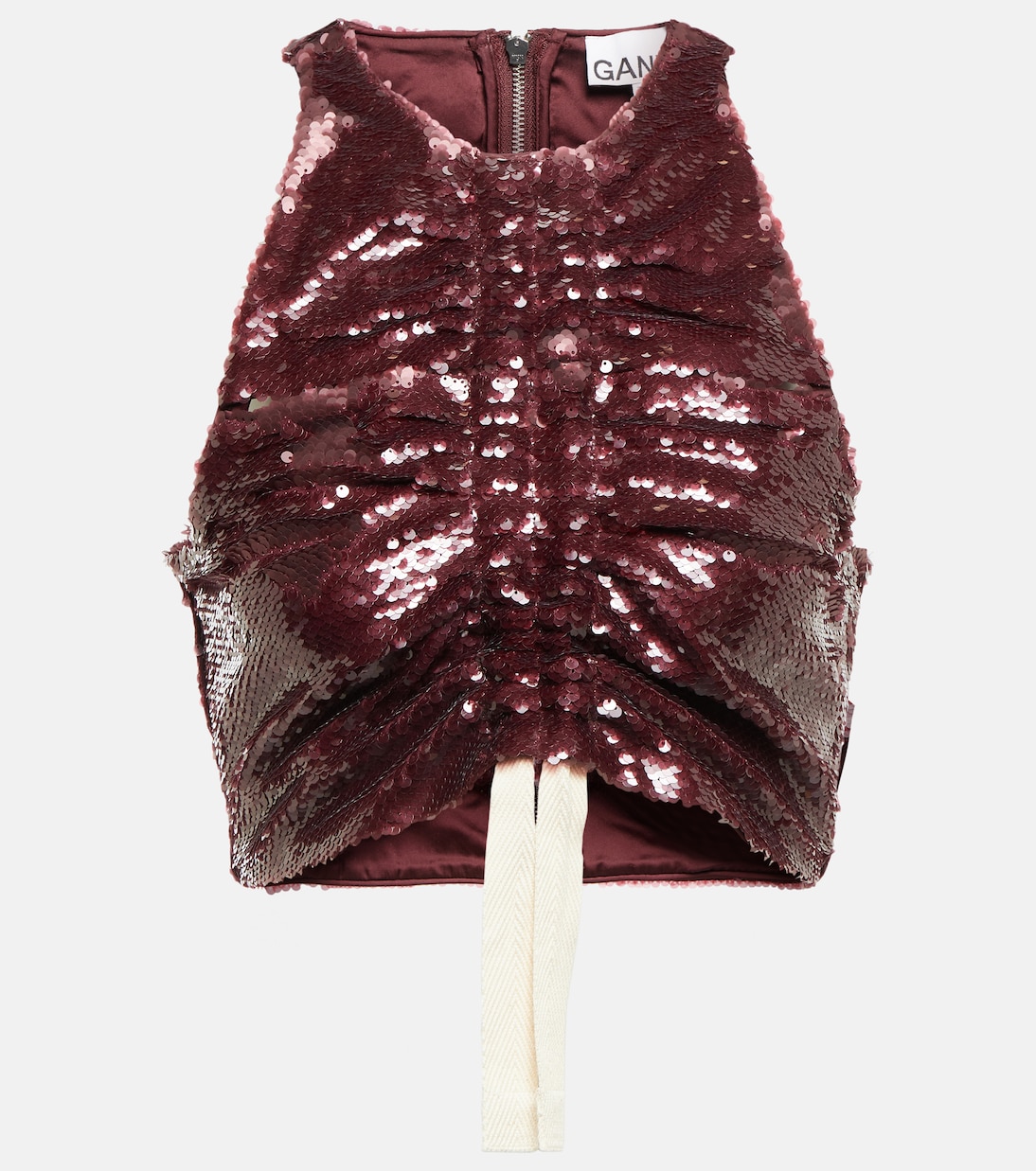 Sequined ruched crop top | Ganni