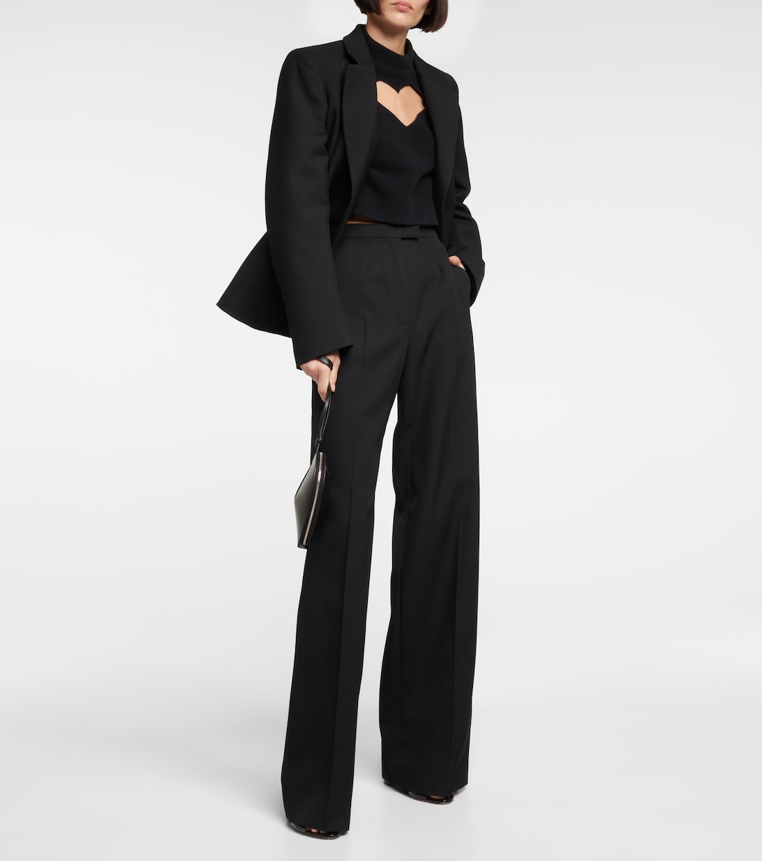 Pullover cropped Keyhole in lana vergine | Alaïa