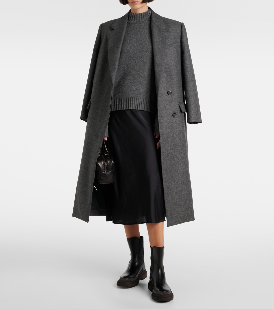 Gonna midi in raso | Brunello Cucinelli