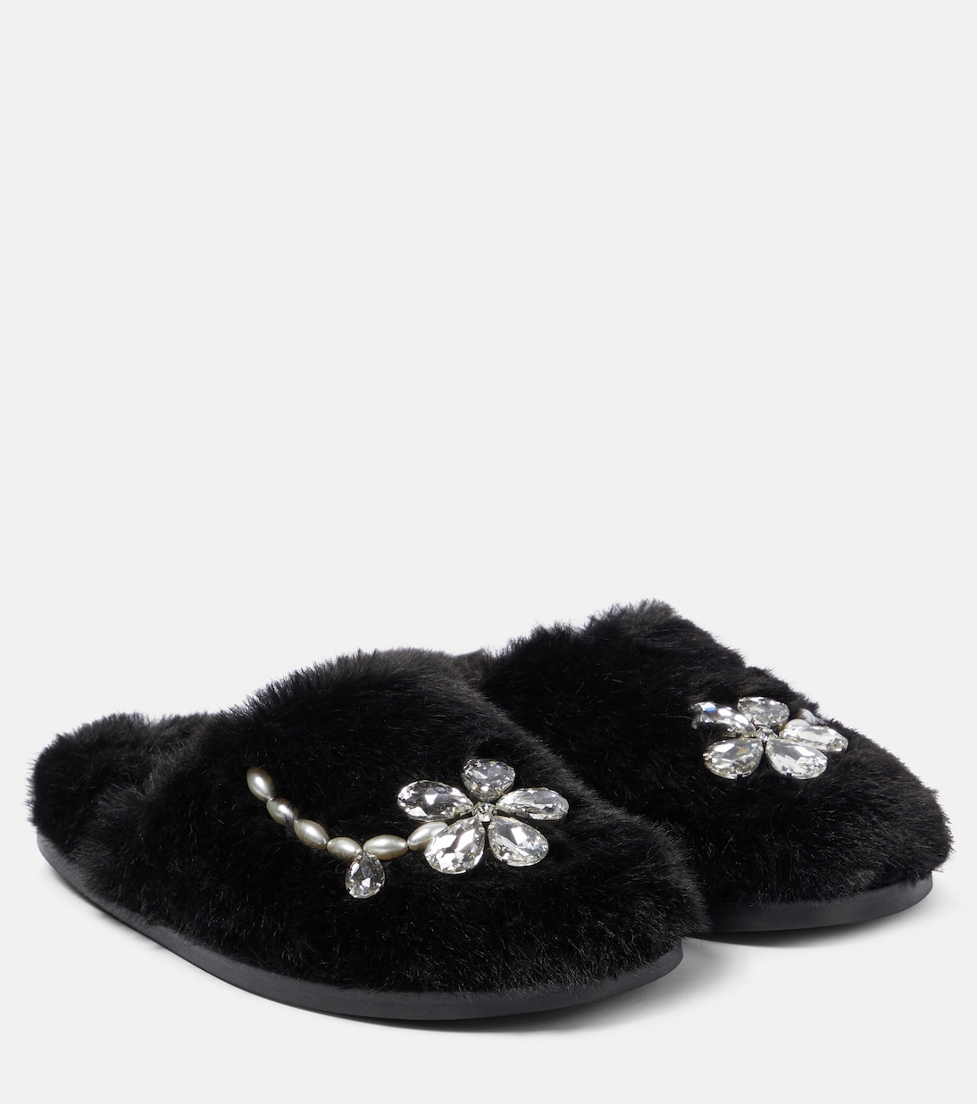 Embellished faux shearling slippers | Simone Rocha