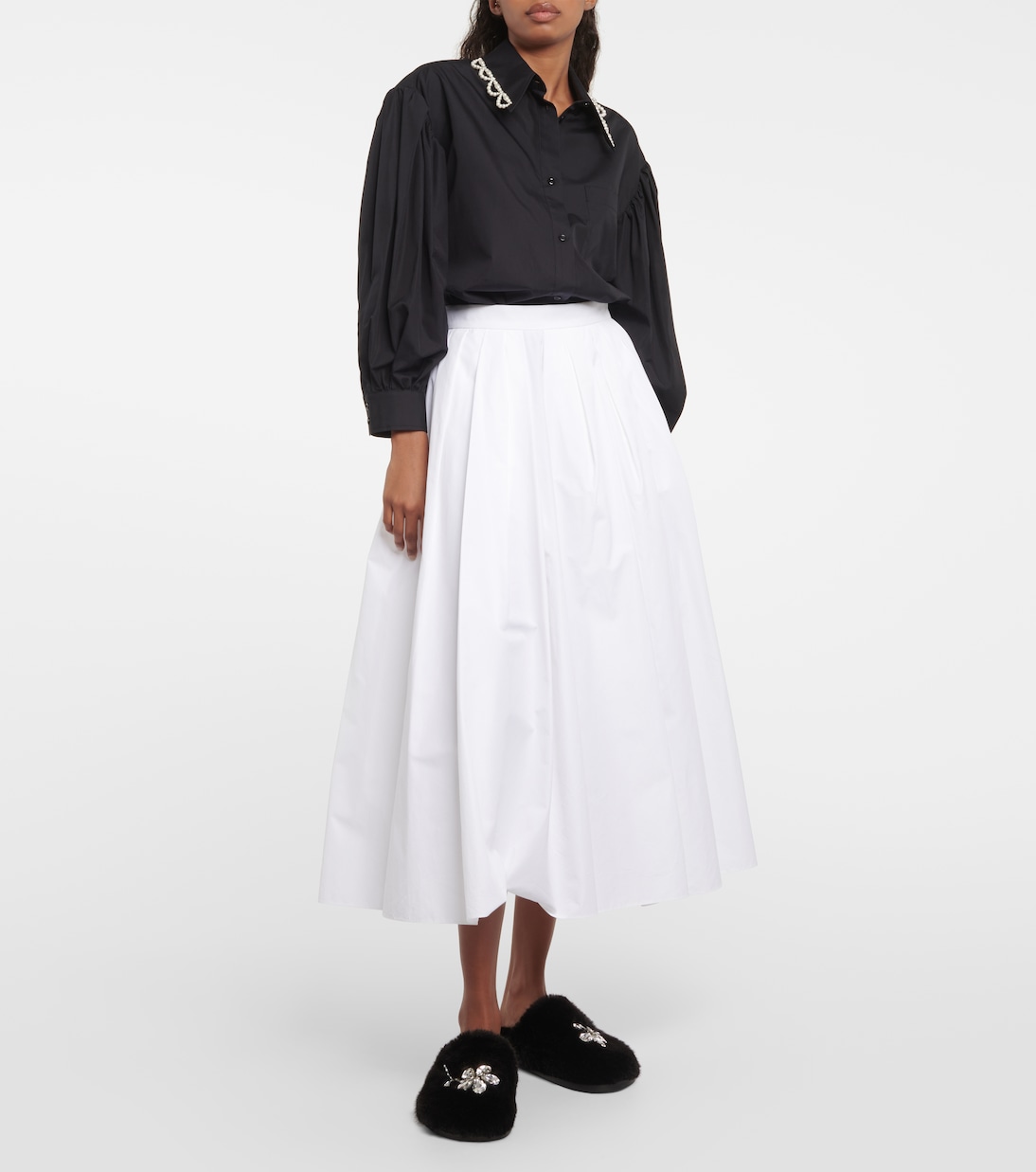 Embellished faux shearling slippers | Simone Rocha
