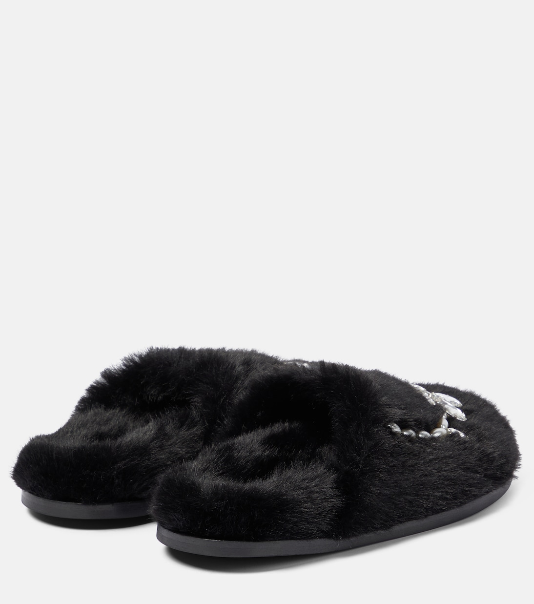 Embellished faux shearling slippers | Simone Rocha