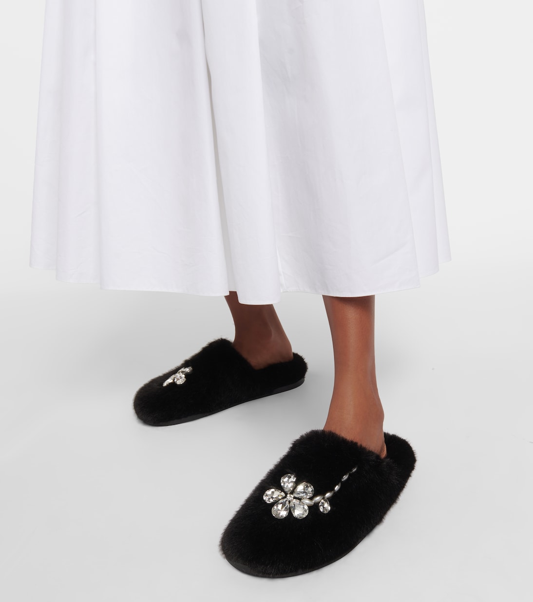 Embellished faux shearling slippers | Simone Rocha