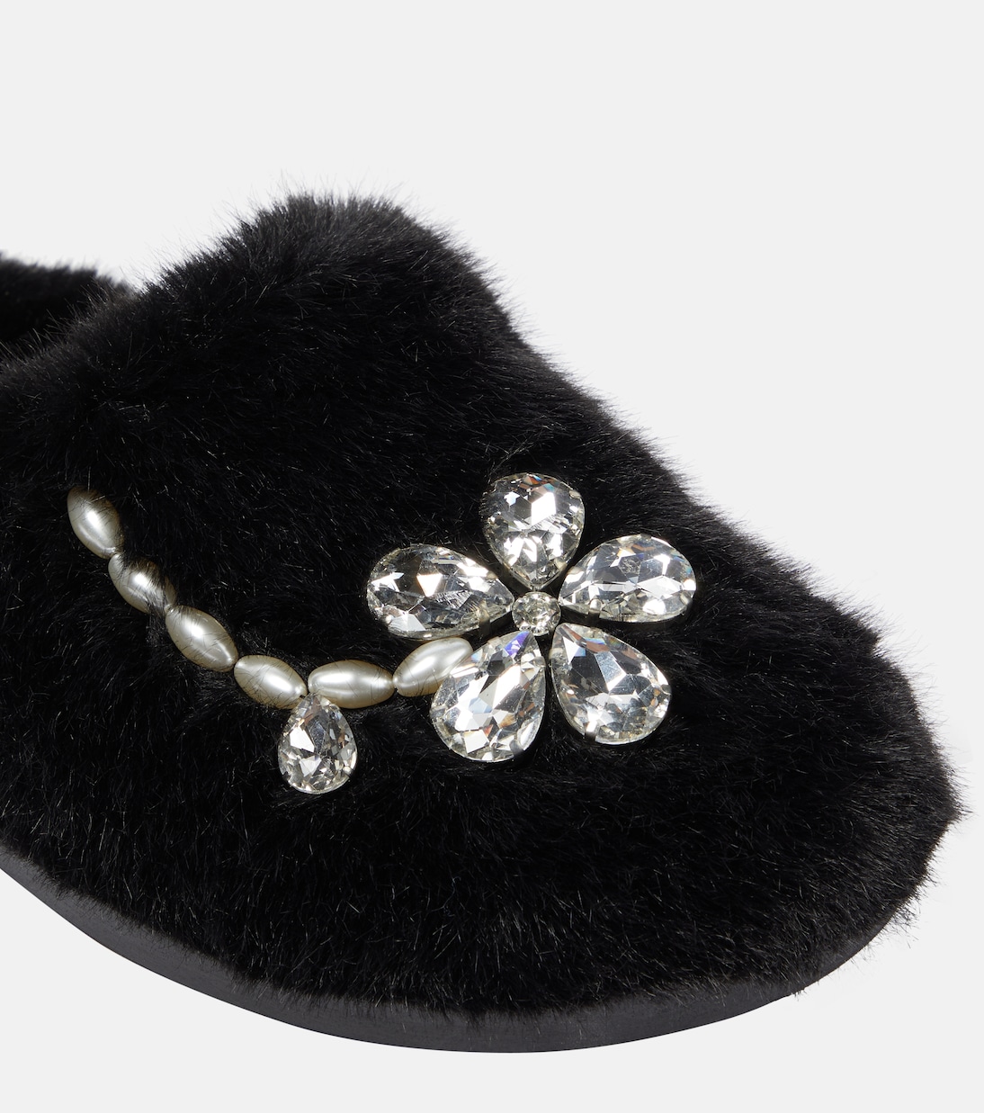 Embellished faux shearling slippers | Simone Rocha