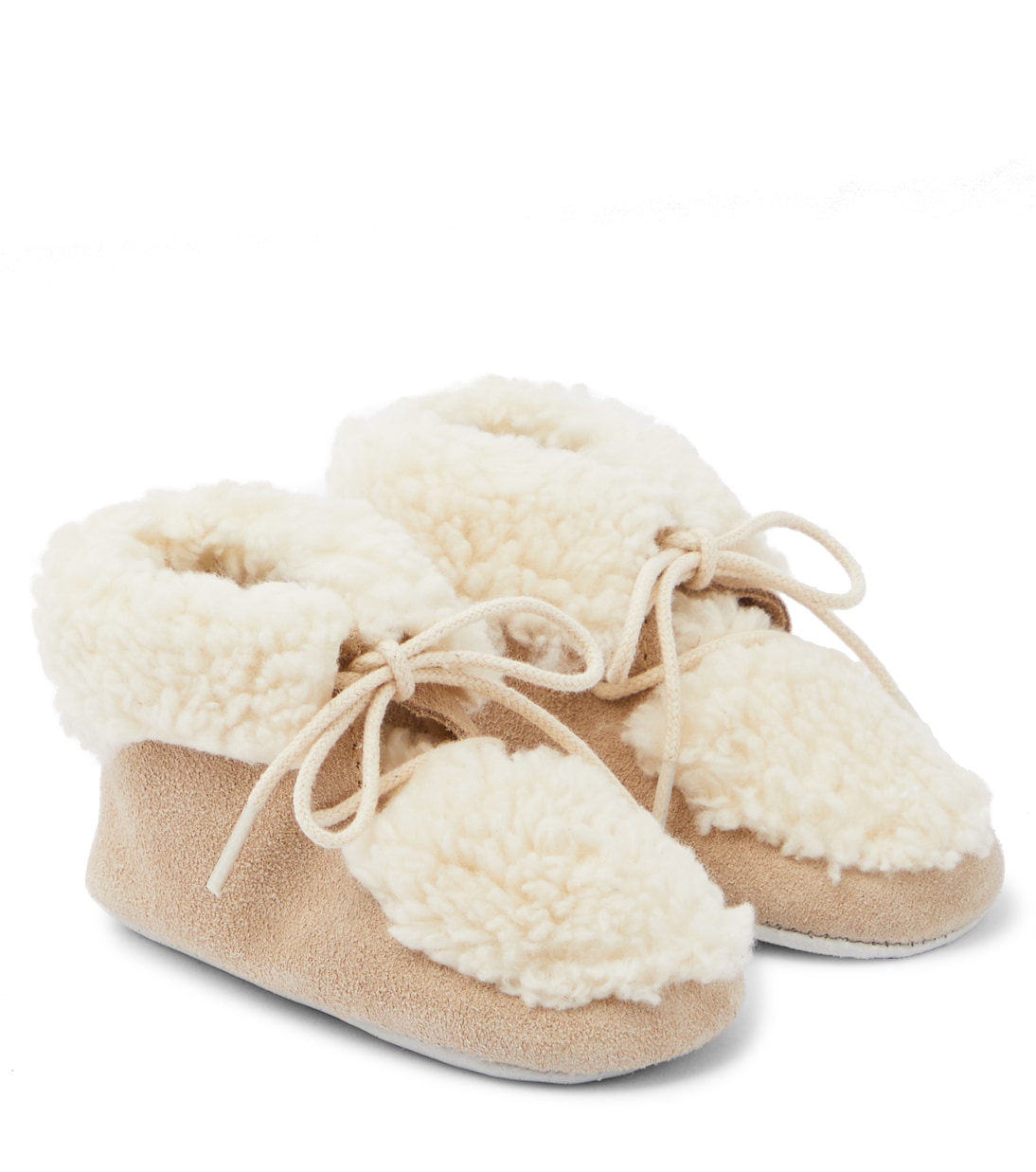 Baby faux shearling-trimmed suede booties | Tartine et Chocolat