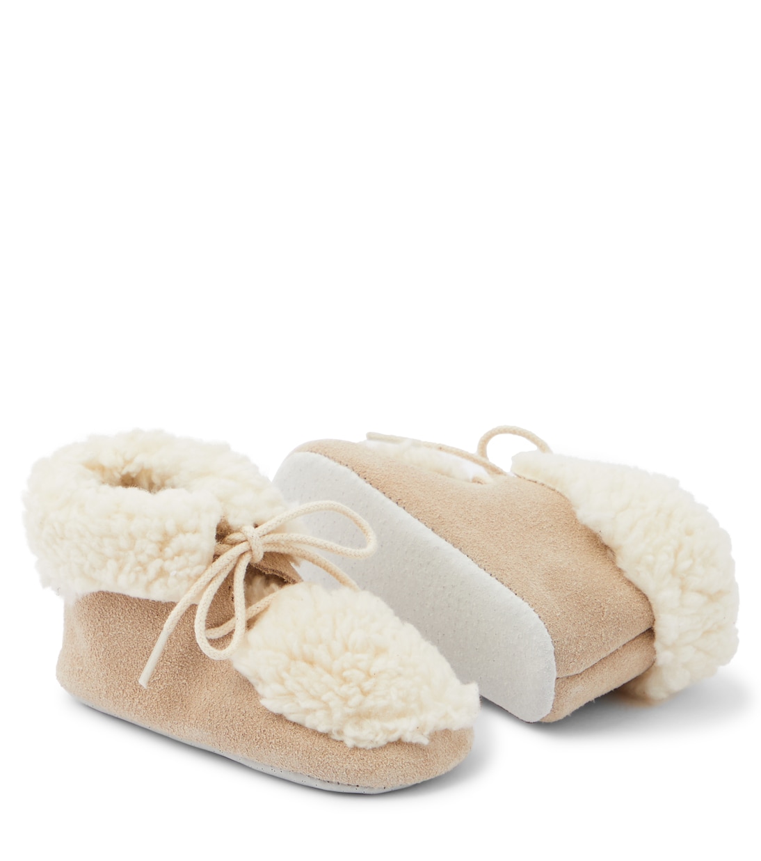 Baby faux shearling-trimmed suede booties | Tartine et Chocolat